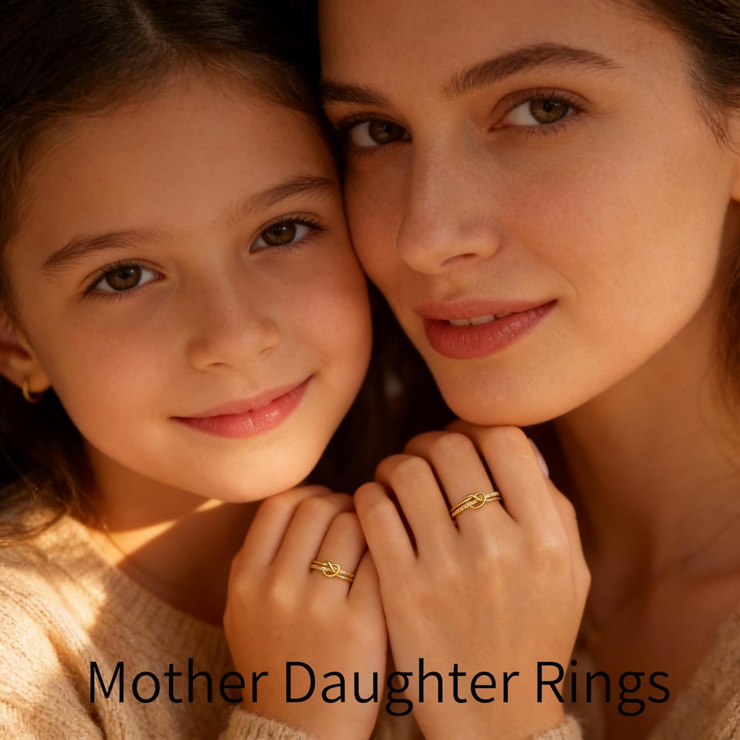 Heart Rings for Women Mother Daughter Friendship Knot Ring Promise Ring for Her 925 Sterling Silver 14K Gold Plated Cubic Zirconia Stackable Ring Purity Rings Birthday Graduation Gifts - Image 5