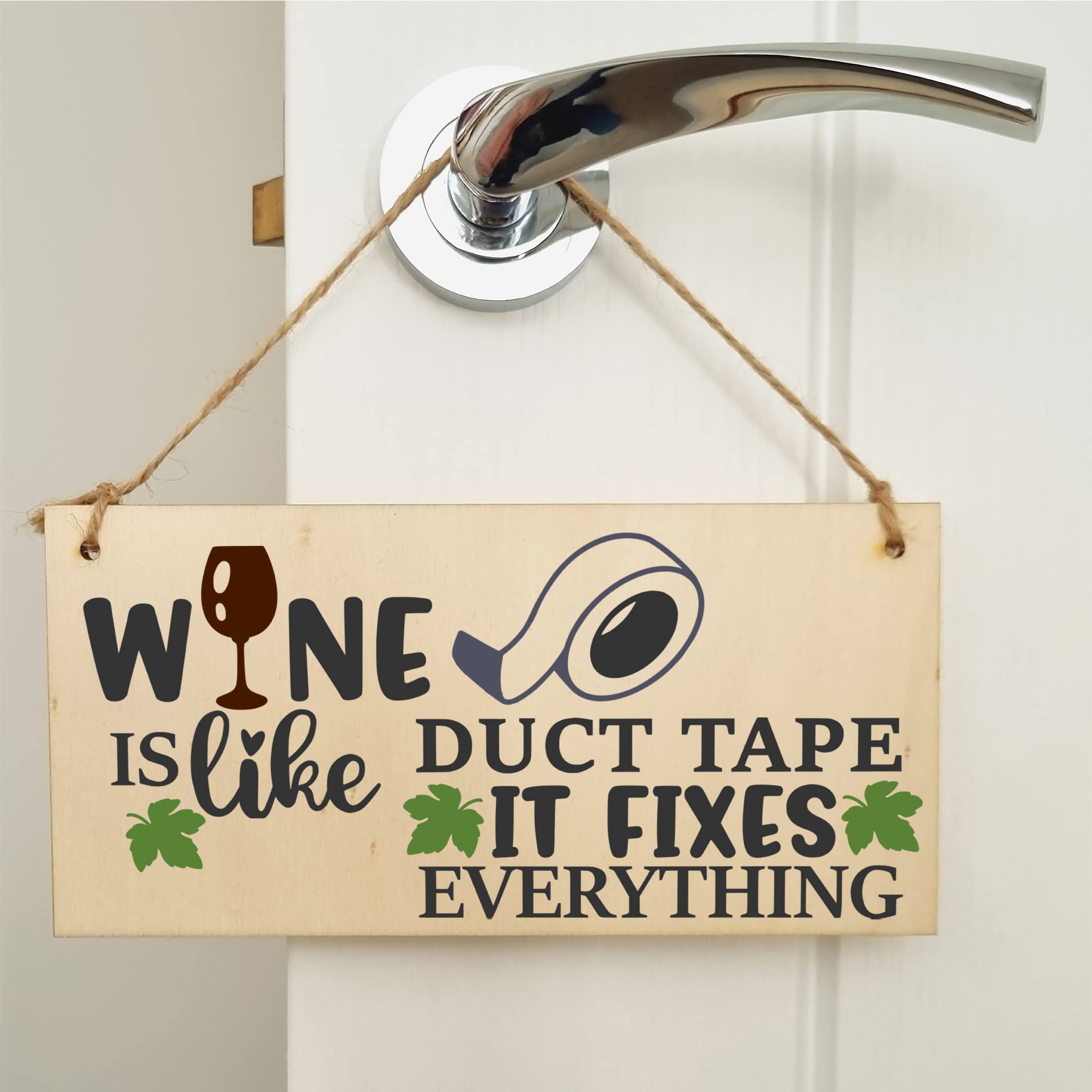 The Plum Penguin Wine Like Duct Tape Fixes Everything Novelty Handmade Wooden Hanging Wall Plaque Gift Home Bar Sign Decoration - Image 4