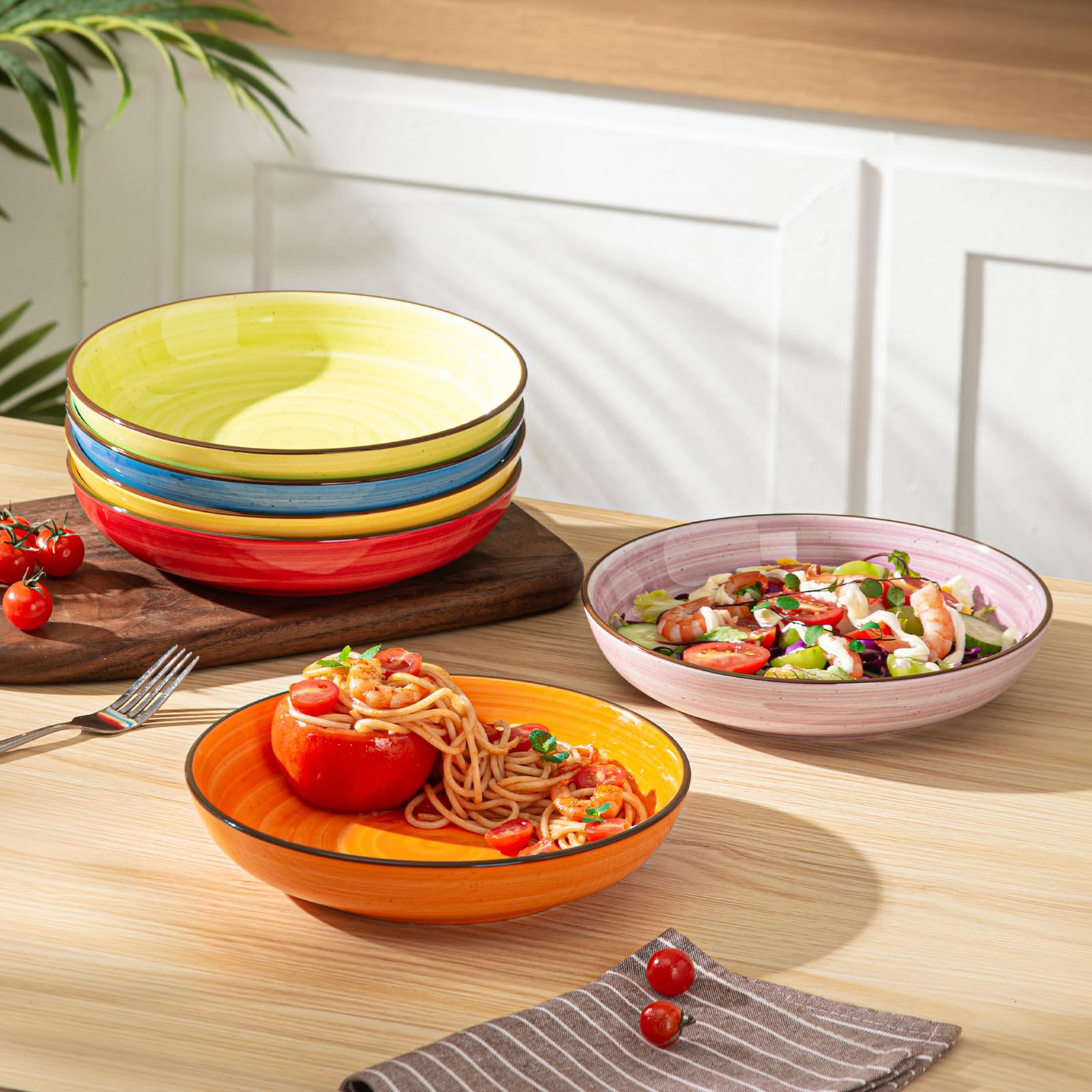 Amazon.com | Y YHY Pasta Bowls Set of 6, 30 oz Ceramic Shallow