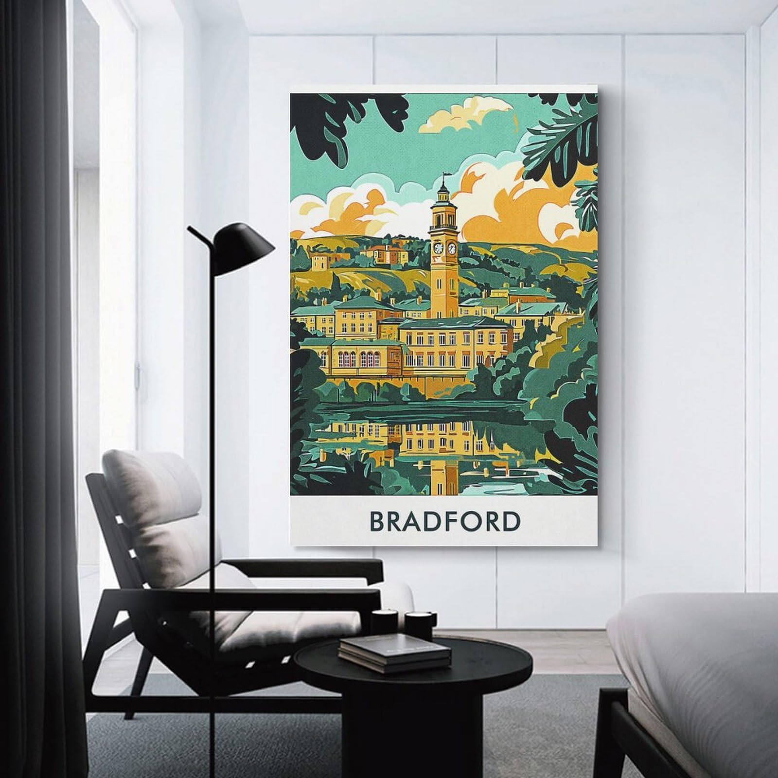 Junmoney Bradford Cityscape Wall Art Print, 20x30inch(50x75cm), for Front Hall, Corridor Or Welcome Spaces, Wall Decor to Refresh Empty Corners