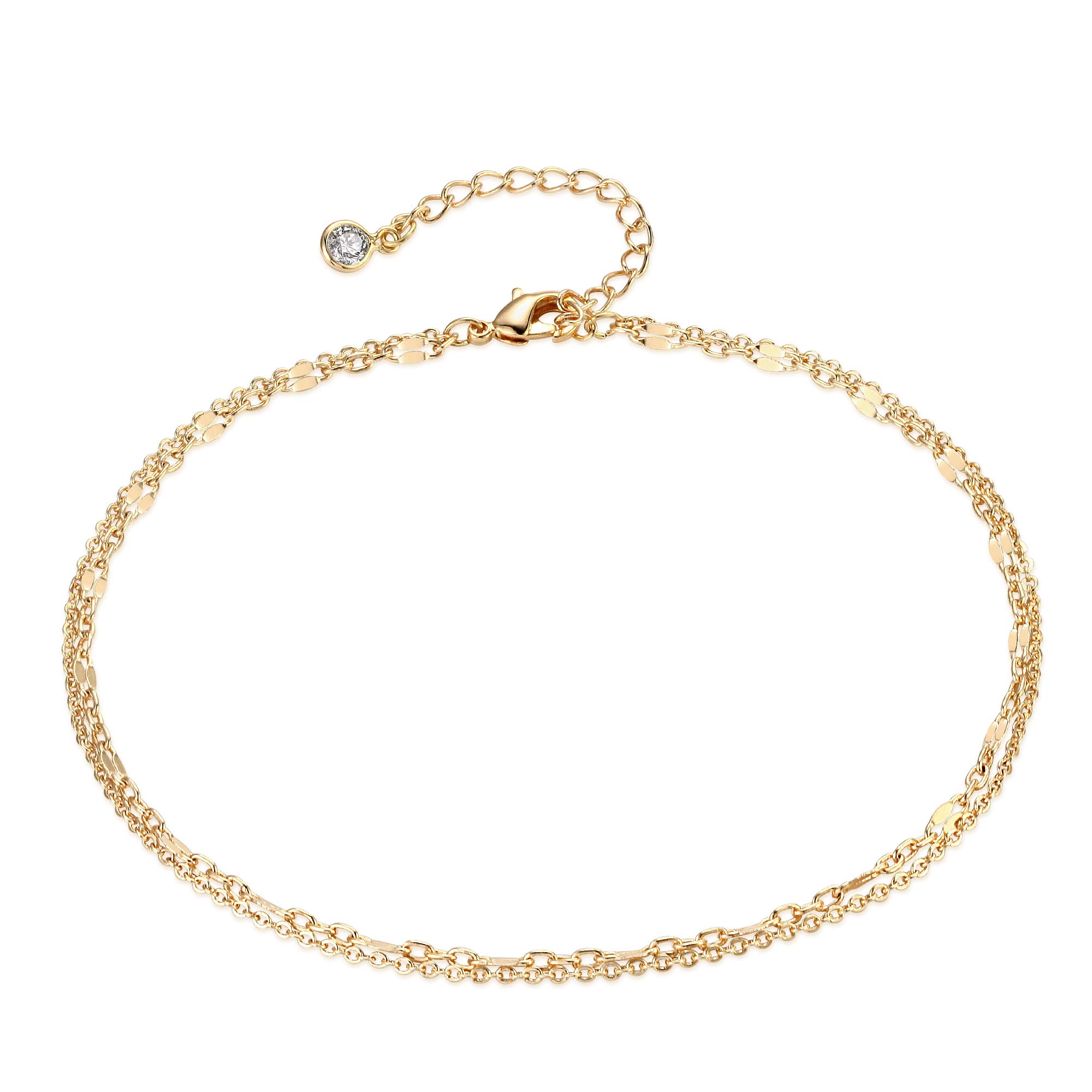 MEVECCO Anklet for Women Gold Chain 14K Gold Plated Dainty Boho Beach Summer Simple Foot Jewelry Ankle Bracelet