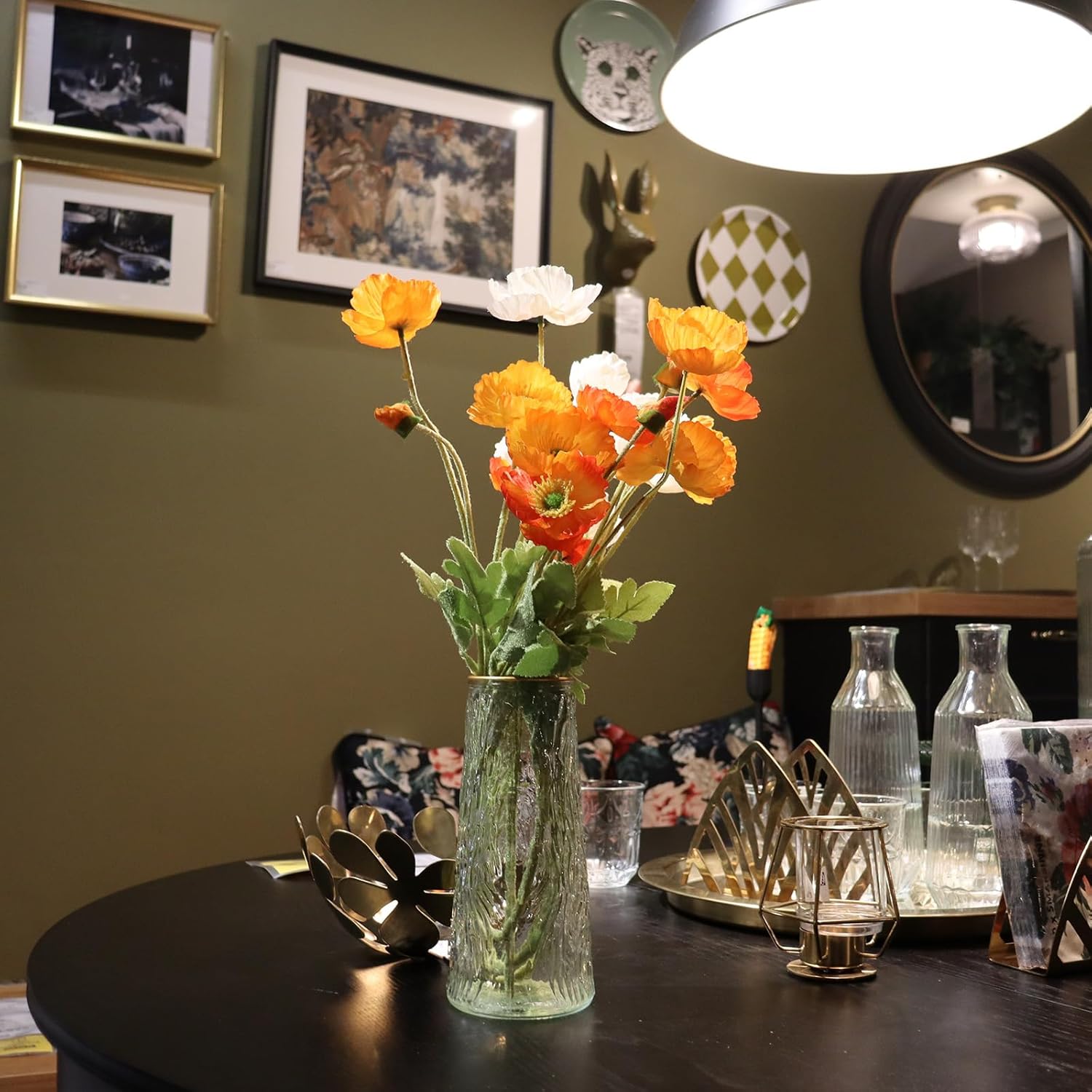 Artificial Flowers 6Pcs Artificial Poppy Silk Flowers with Stems Faux Poppy Flowers Bulk Fake Flowers for Wedding Home Party Table Indoor Outdoor Decor - Image 6