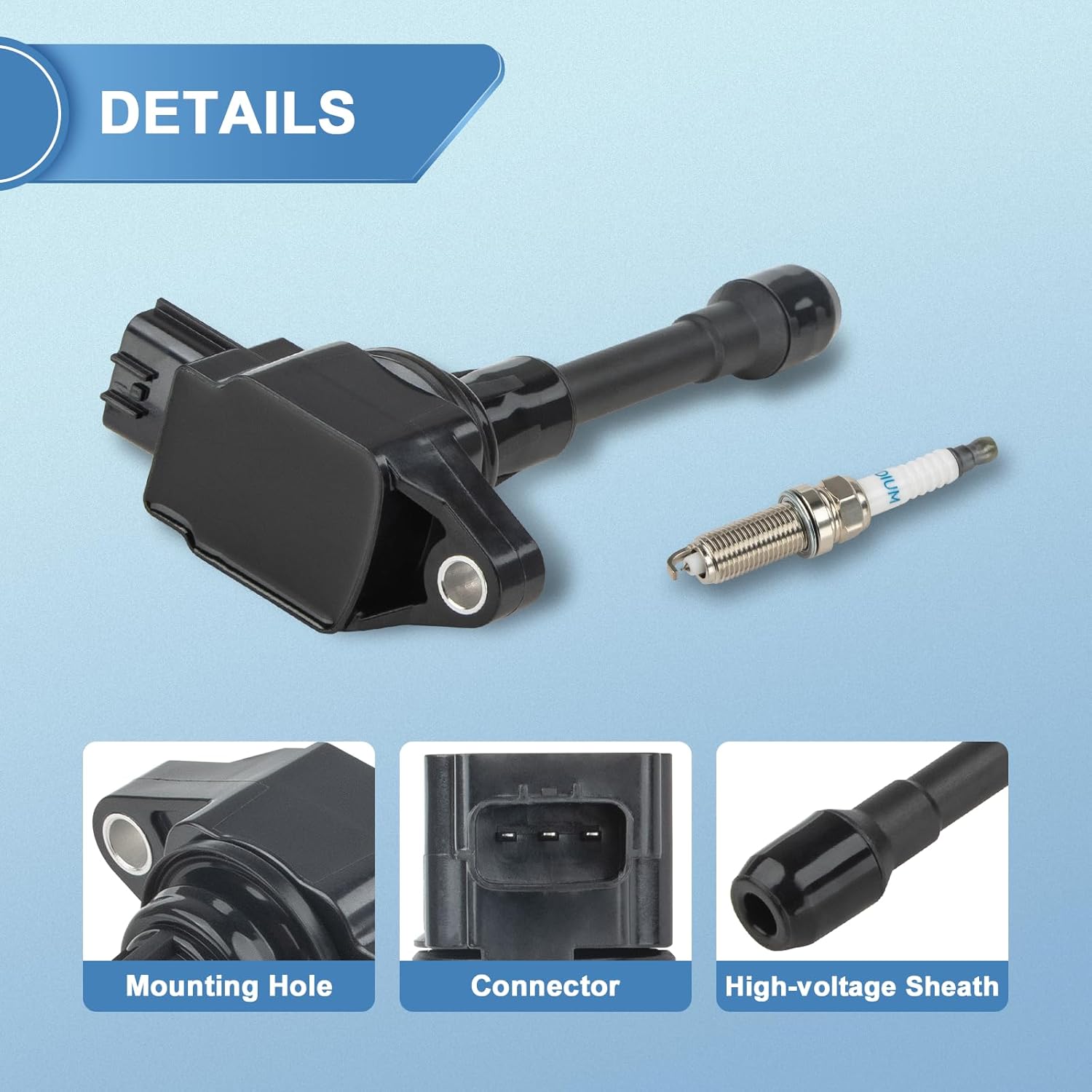 Set of 6 UF617 Ignition Coil Packs and Iridium Spark Plugs Compatible with Nissan 370Z, Infiniti FX37 G37 M37 Q40 Q50 Q60 Q70 QX70 370Z 3.7L V6, Replaces 22448EY00A, 5C1788