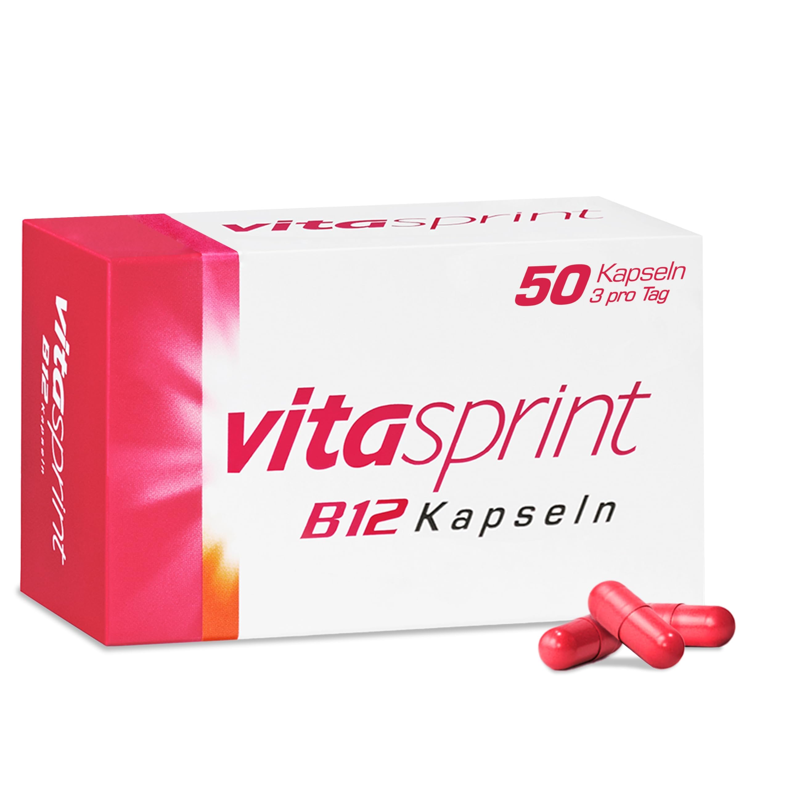 Vitamin B12 - Vitasprint B12 Kapseln, 50 St. - Mit Vitamin-B12 zur Besserung des Allgemeinbefindens, für mehr Energie und weniger Müdigkeit und Erschöpfung