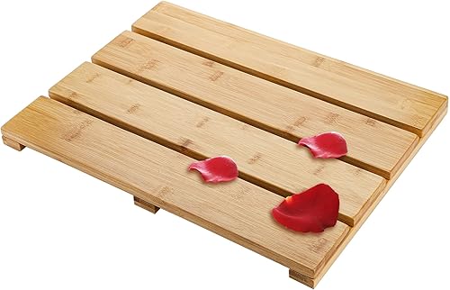 Miniatura 1 de Yarlung Tapete de baño de bambú de madera, 17.5 x 13 pulgadas, antideslizante, impermeable, tapete para spa, relajación de spa, interior o exterior