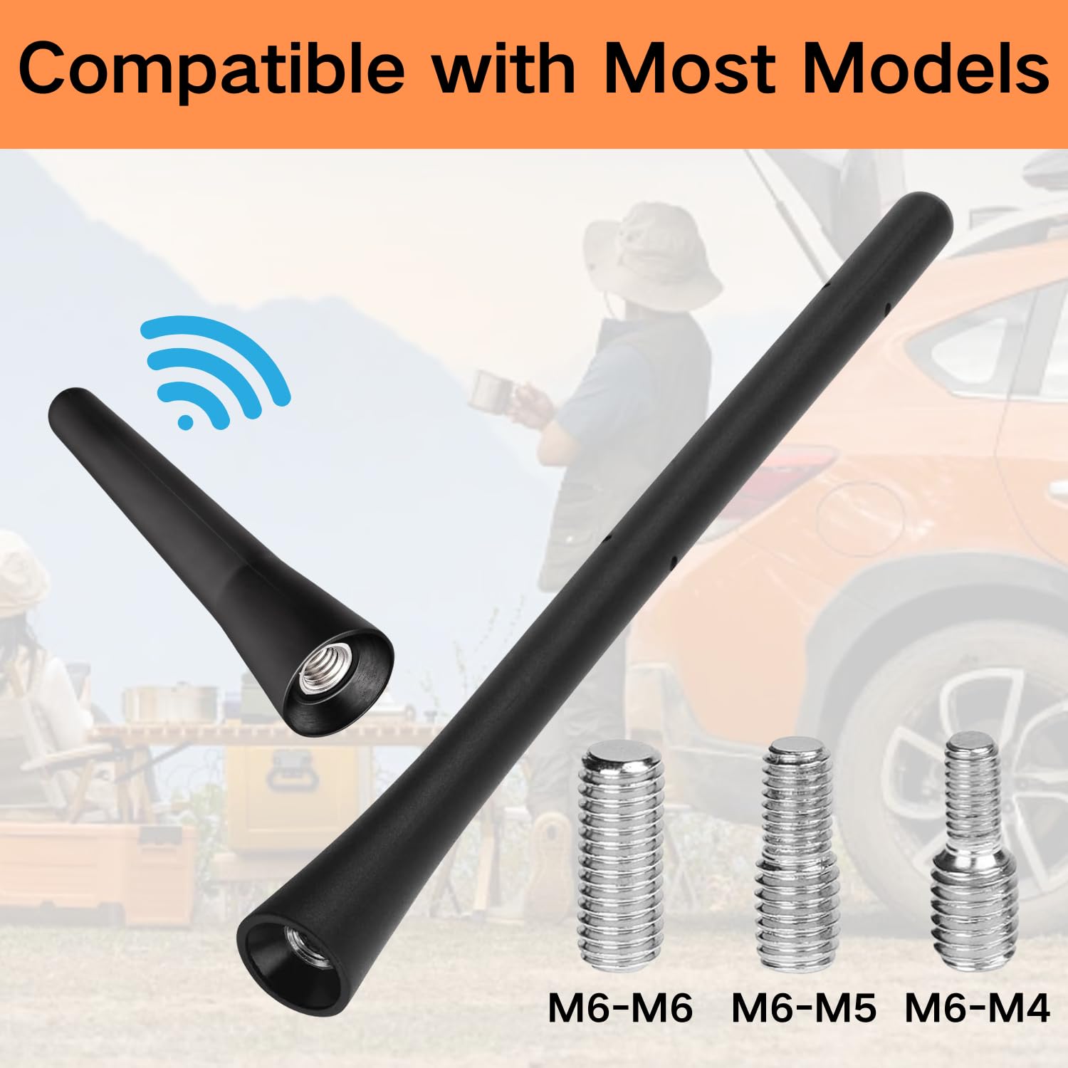 Set Antenne Auto Corte - 6,5 Cm E 18 Cm, Con Viti M4/M5/M6, Ricezione Potenziata - Foto 3