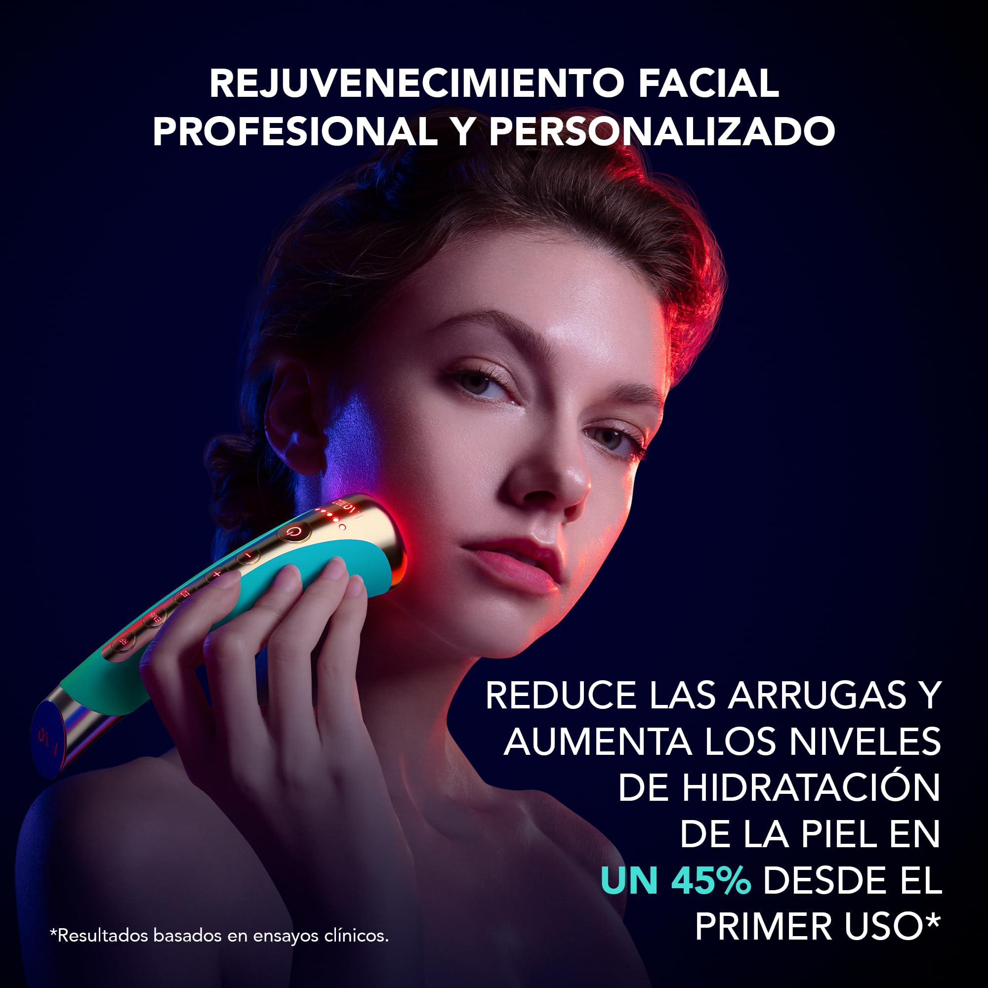 FOREO FAQ 102 Topaz, Radiofrecuencia Facial Profesional, EMS, RF y 8 Luces LED- Luz Roja Terapia, Antiedad, Masajeador Facial T-Sonic, Cuidado Facial Mujer, Luz Infrarroja