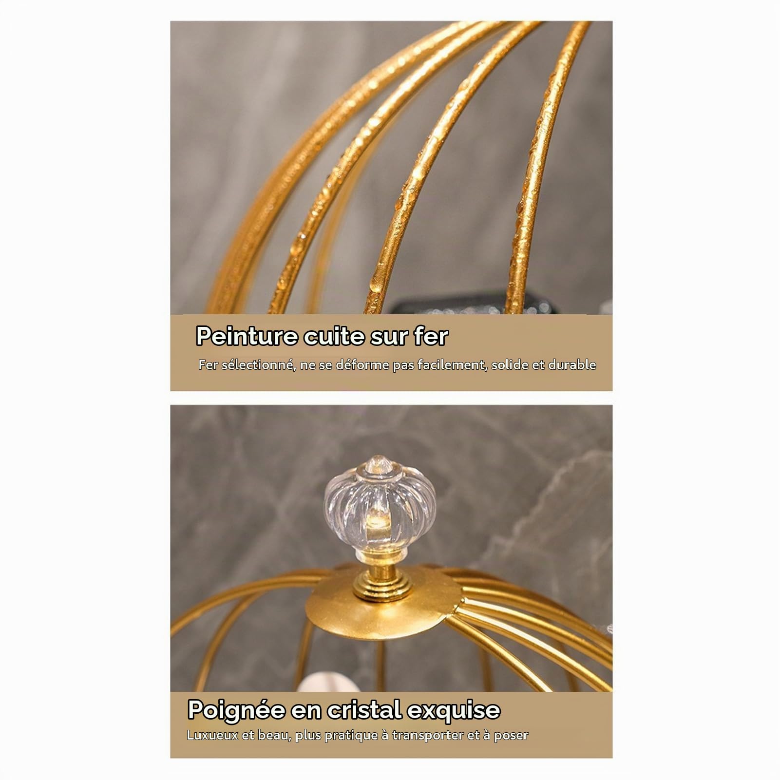 Organisateur Cosmétique de Cage à Oiseaux, Présentoir de Maquillage Peu Encombrant en Fer doré pour Salle de Bain (Doubles Couches)