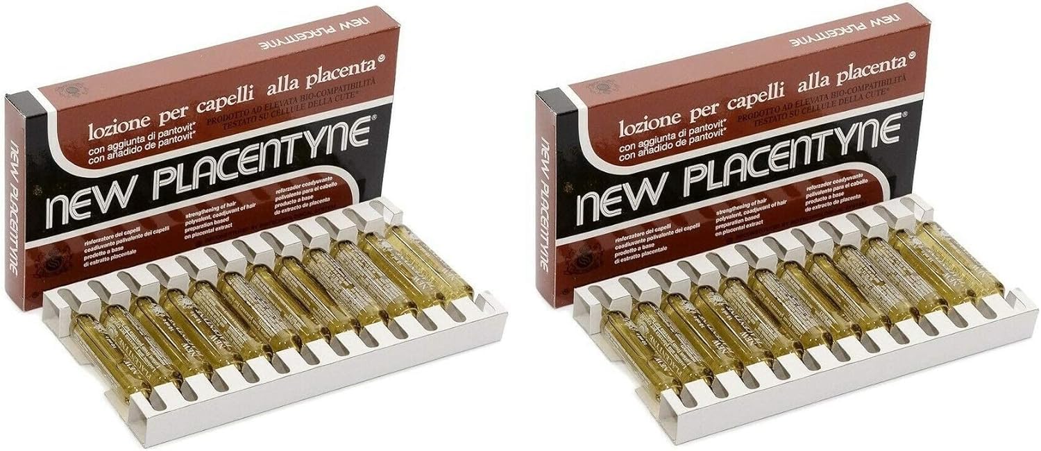 AlmaprofShop FIALE NEW PLACENTYNE CAPELLI ANTICADUTA ALLA PLACENTA 24 FIALE RISTRUTTURANTE | 24 FIALE DA 10 ML (2 confezioni da 12) PROMO