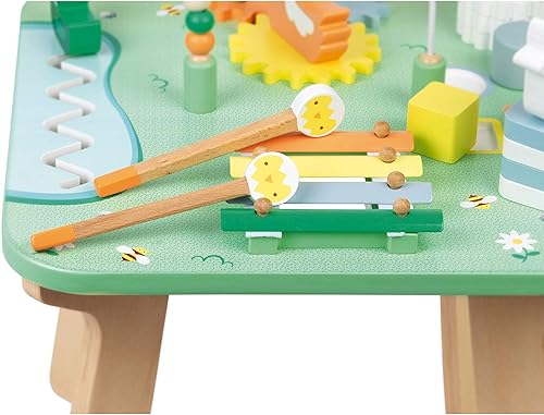 Miniatura 4 de Janod Mesa de actividades de madera Pretty Meadow - 21.1 pulgadas de alto - Edades 12 meses + - J05327