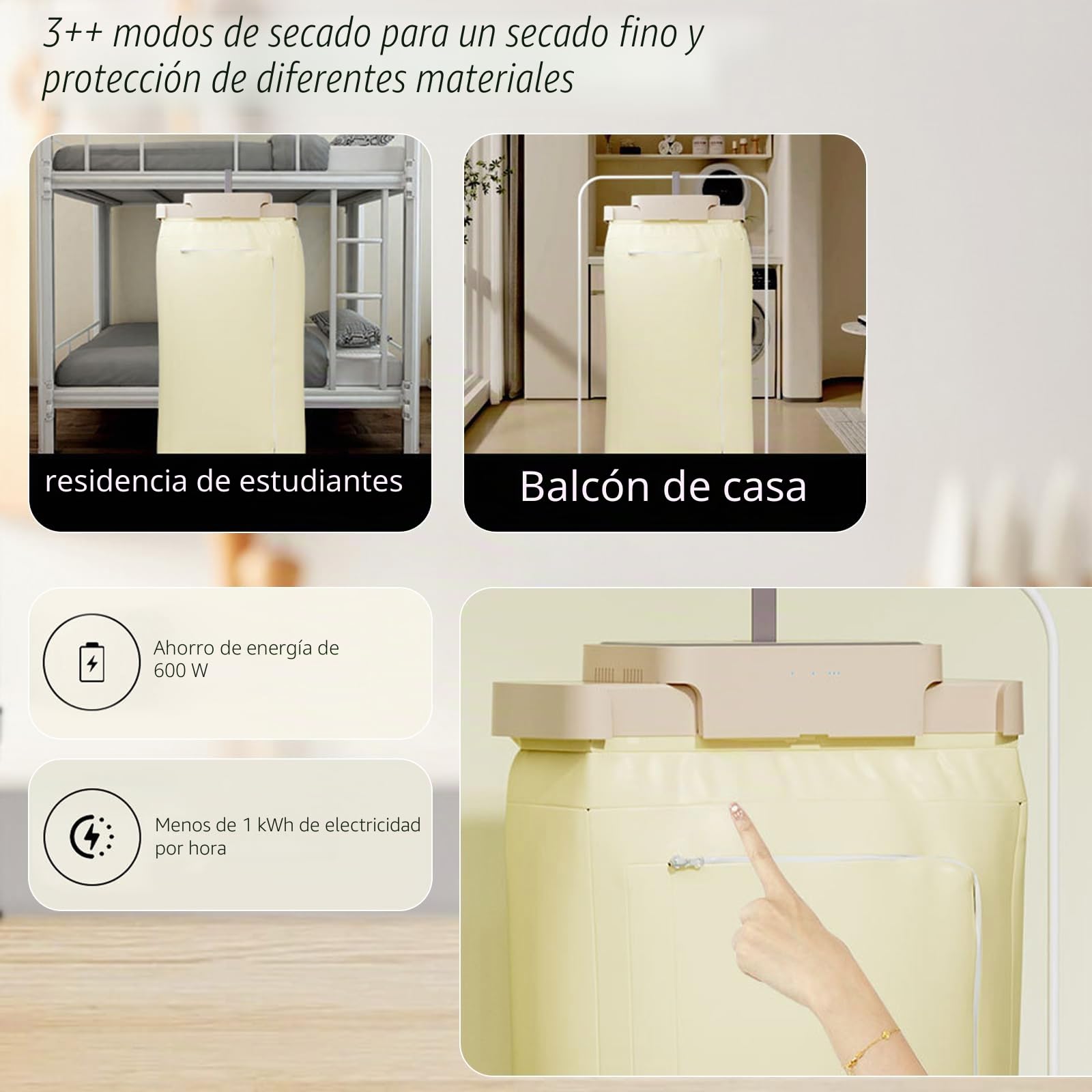 Mini Secadora, Extensible Secadora de Ropa Portatil con Esterilización Ultravioleta, Secadora Pequeña de Ropa para viajes, apartamentos y residencias estudiantiles