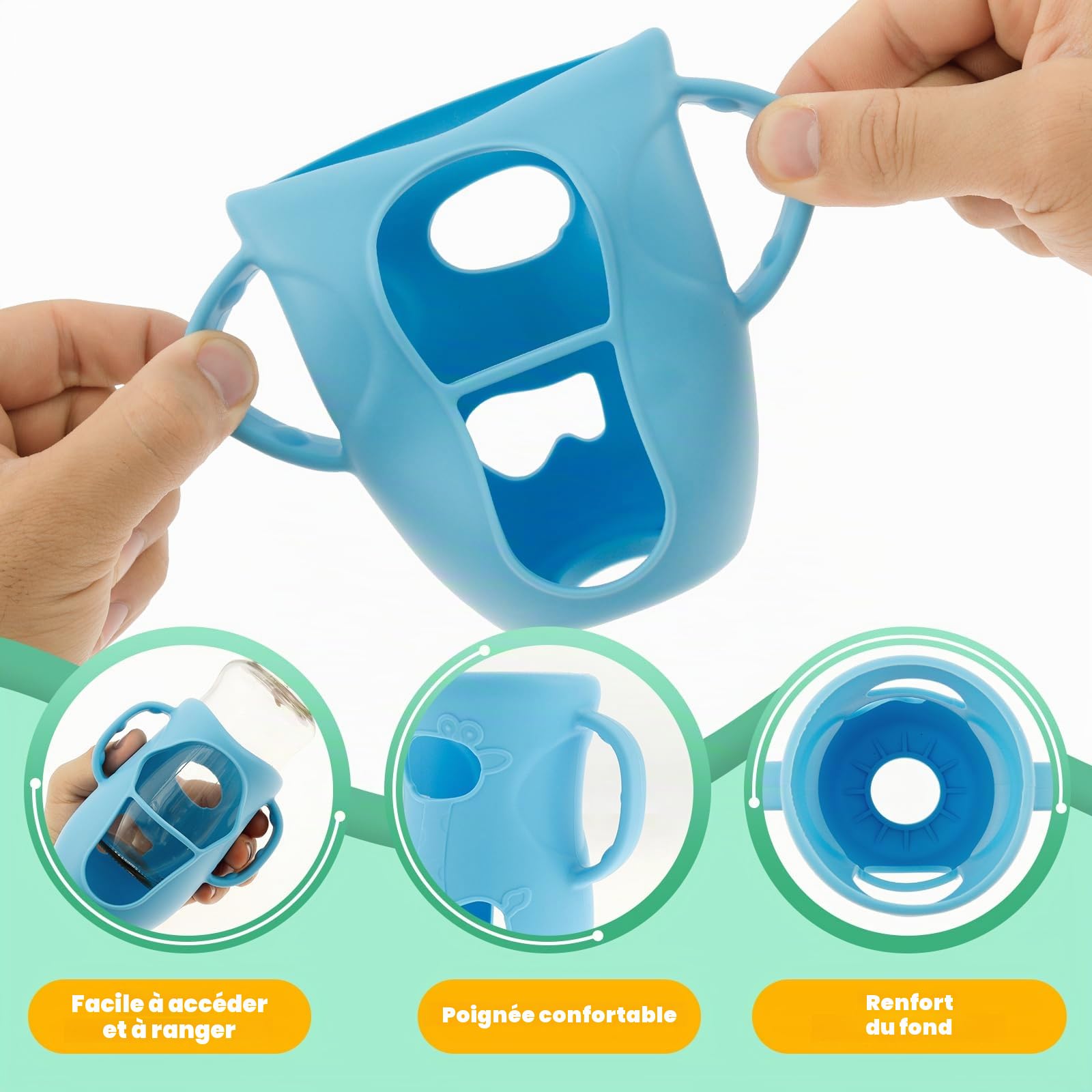 Lot de 5 poignées de biberon, en silicone, pour biberons Avent Natural en verre, sans BPA, accessoires, diamètre extérieur, compatible avec les biberons