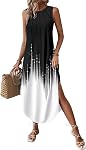 Zeagoo Robe d'été pour femmes Robe longue casual Robe fendue Robe de l'ourlet Floral Sundress Imprimé Robe de Boho