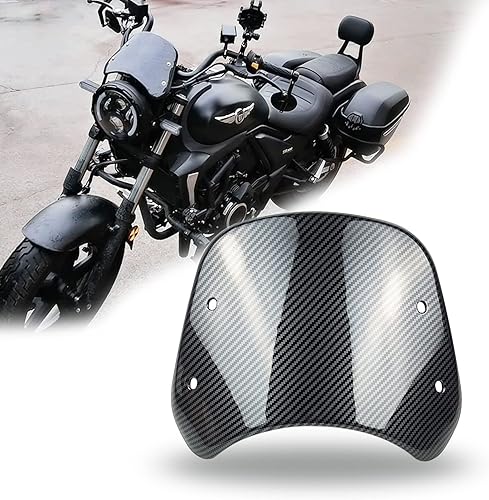 HARPUOU Parabrisas universal para motocicleta, deflector de viento de carbono con soporte para faros delanteros LED de 5 a 7 pulgadas