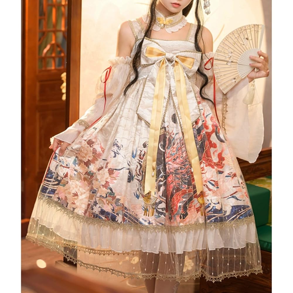 Amazon.co.jp: [BAGAD] ロリータドレス 和風和柄 デコルテ