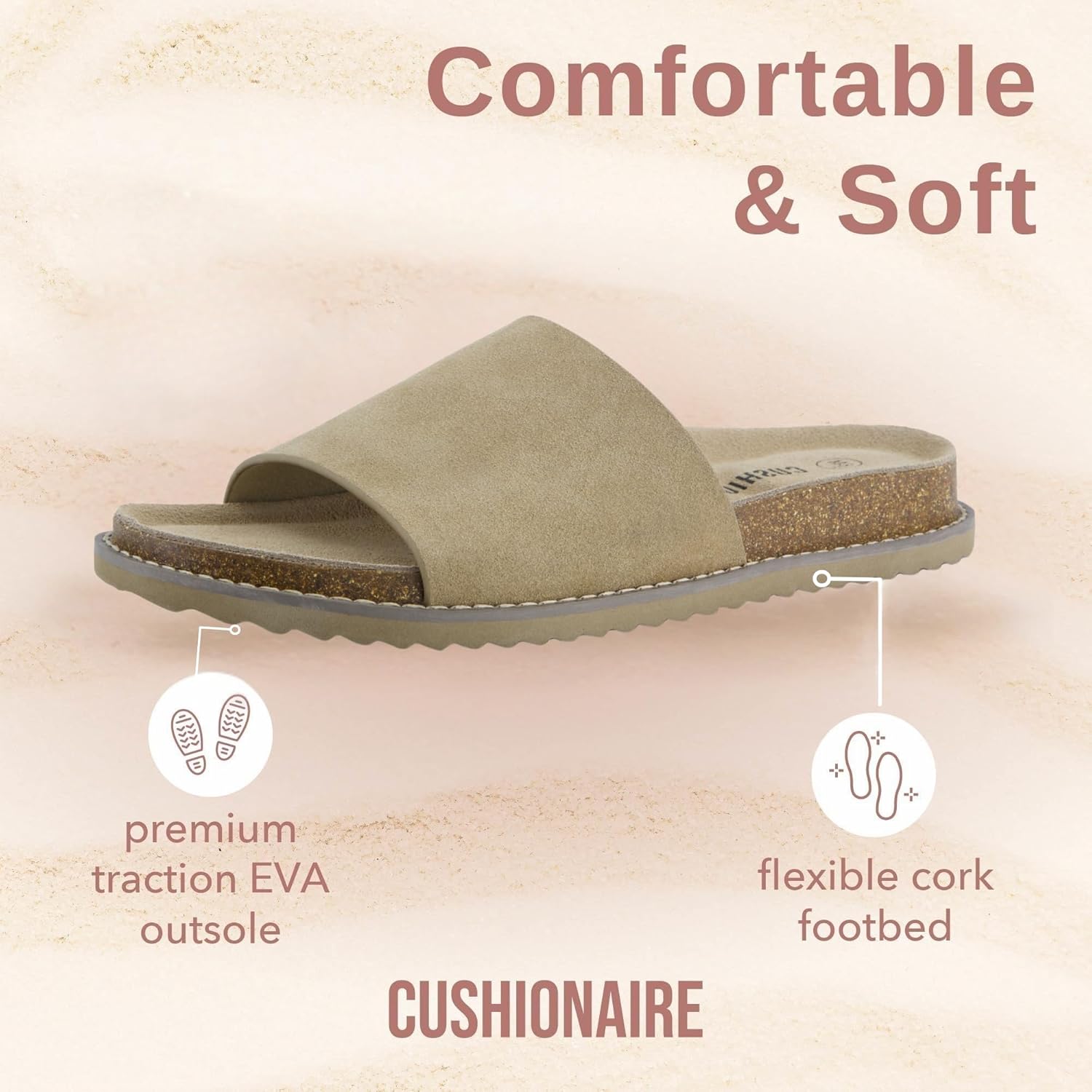 CUSHIONAIRE Women's Ritual Suede Arch Support Slide Sandals - Image 4