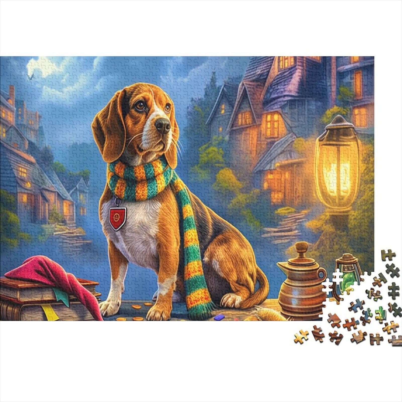 Rompecabezas Beagle de 1000 piezas para combatir el estrés diario con arte floral 8