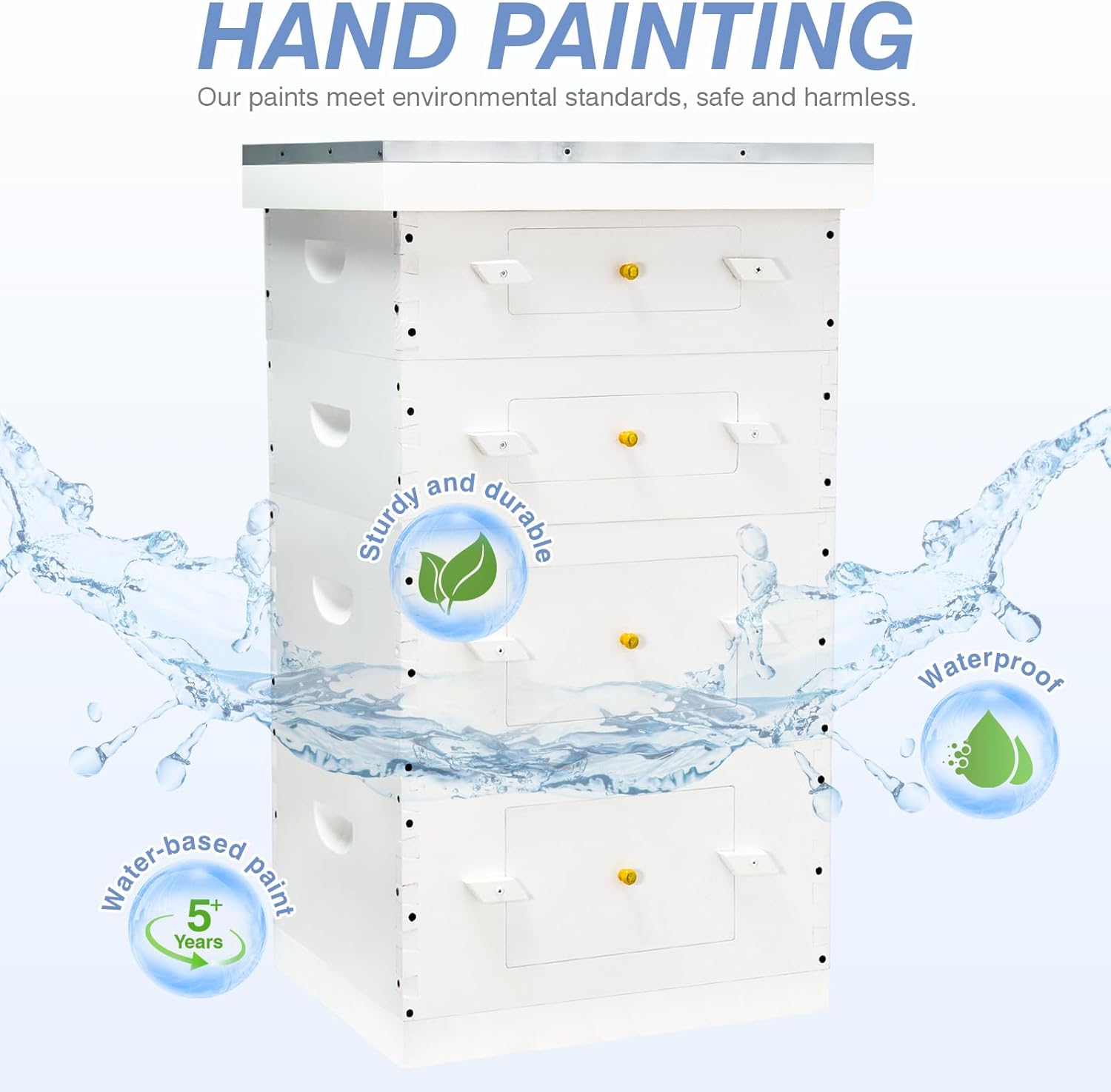 Newest Windows 10 Frame Beehive Hand Painted Includes Unassembled Bee Hive Box with Beehive Frames and Foundations (2 Deep & 2 Medium) - Image 3