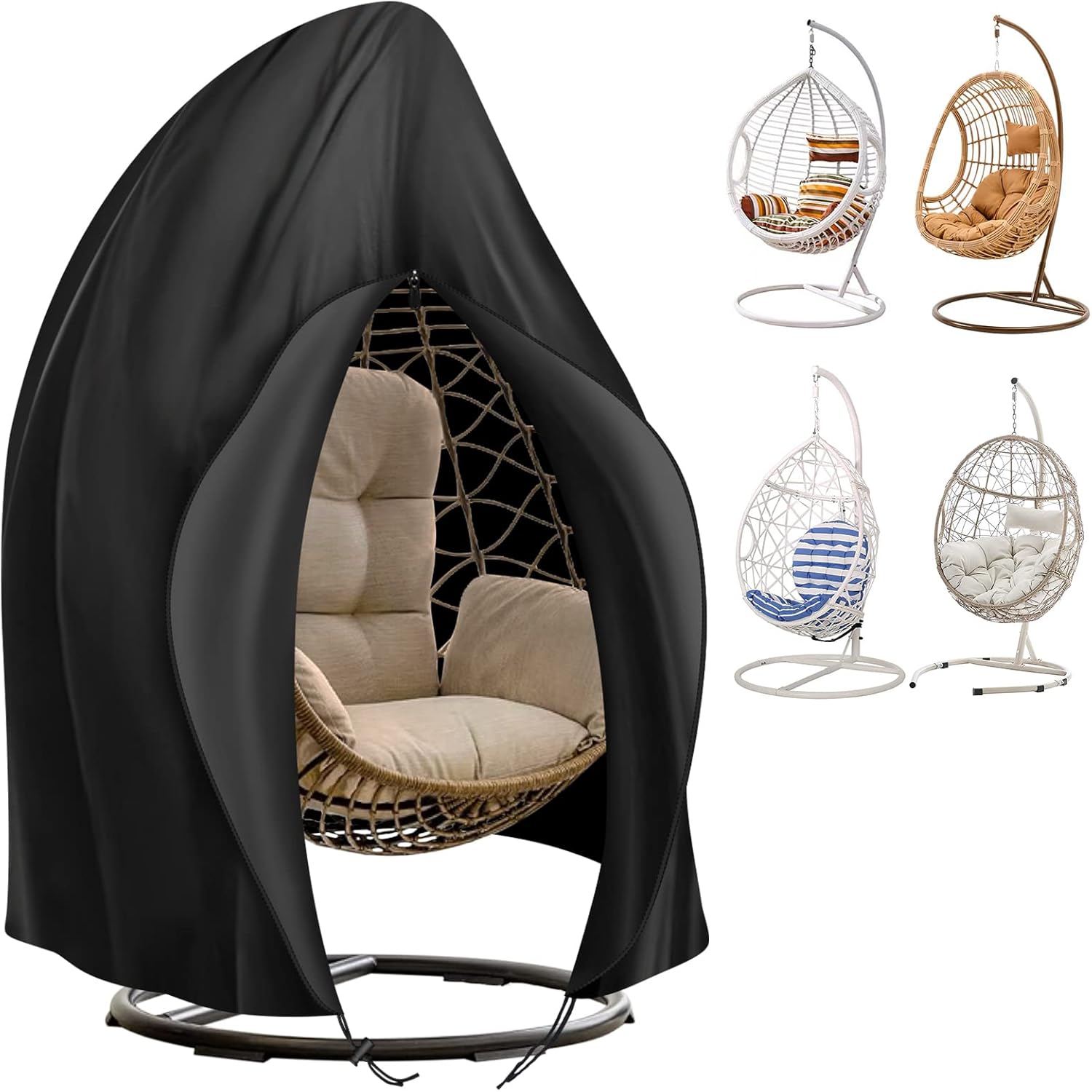 SIRUITON Patio Hanging Egg Chair Cover, Outdoor Single seat Cocoon