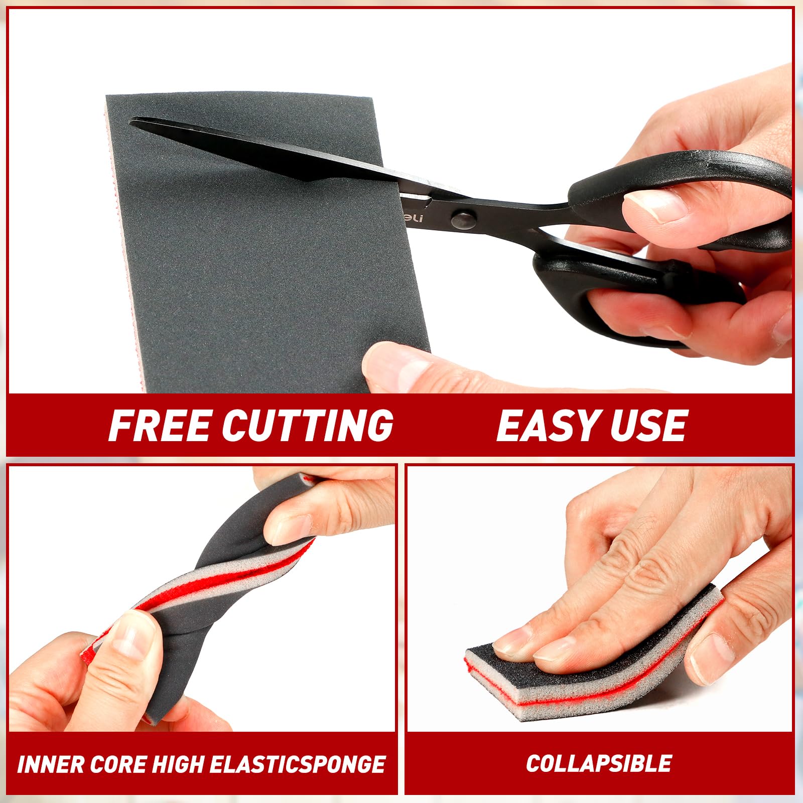 24 Pièces Éponges à Poncer Grains 80/120/180/240/320/400/500-600/800-1000/1200-1500/2000/2500/3000 Papier Abrasif Sec et Humide Flexibles Eponge Abrasive, Cloisons Sèches, Métal et Peinture - 5