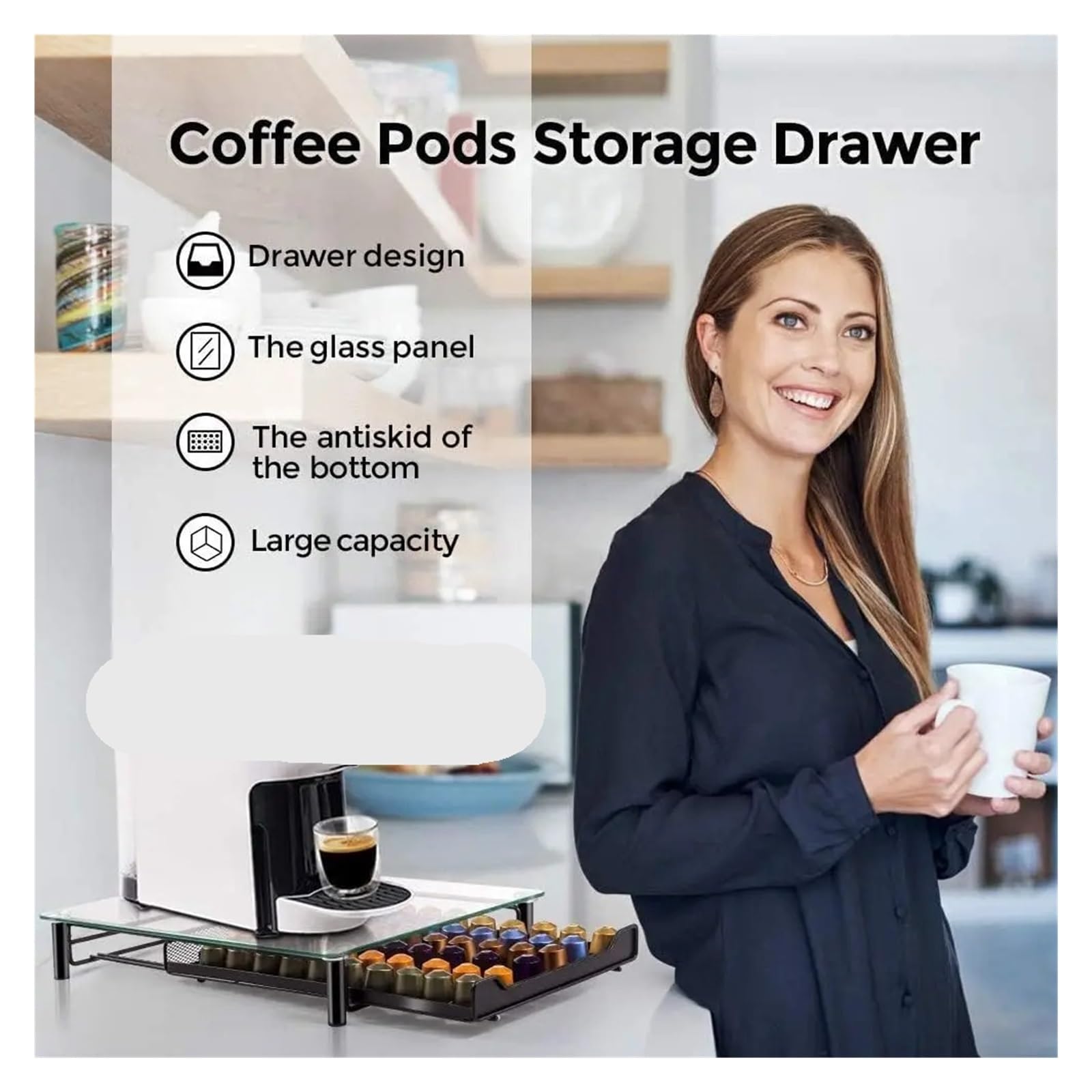 Uchwyt na kapsułki do kawy na 60 kostek (40 szt.) ze kapsułkami do espresso, idealny do pojemnika Der Sto s Cule, akcesoria do kawy