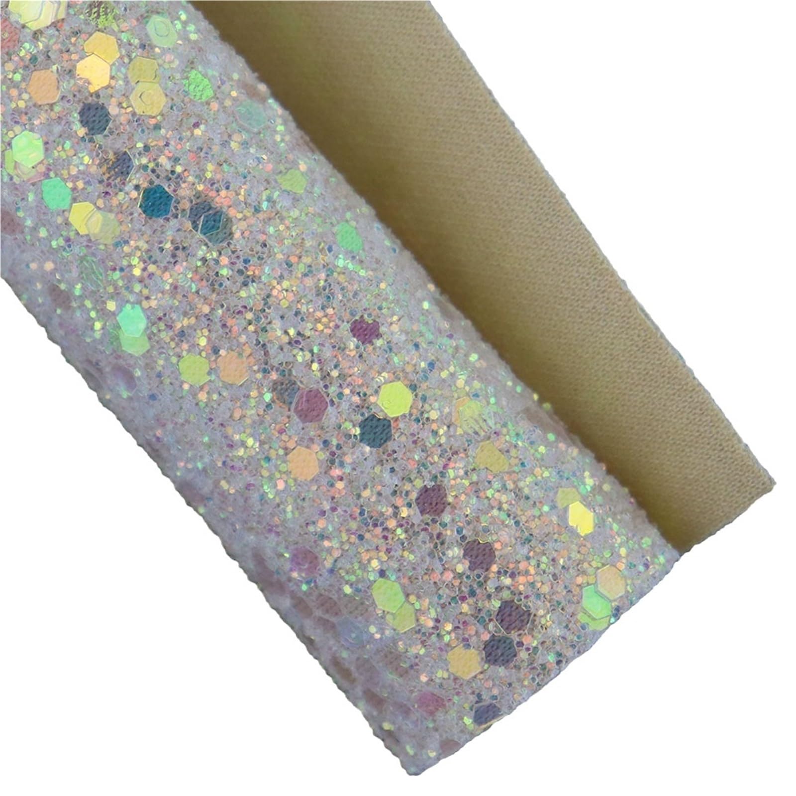 Tessuto glitter esagonale in pelle PU