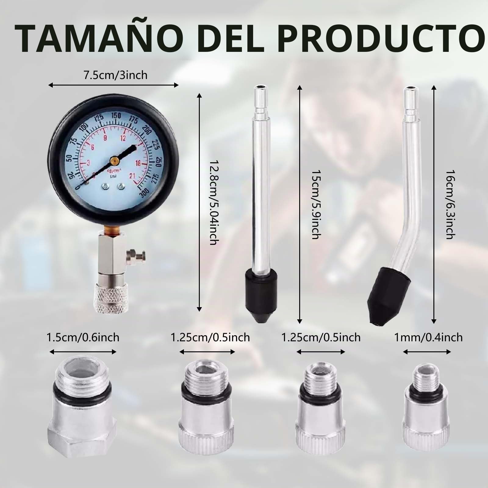 Probador De Compresión Para Automóvil, 11 Piezas Comprobador De Compresión Estándar Digital De Gasolina Medidor De Compresión Del Cilindro Del Motor Herramienta De Probador De Compresión