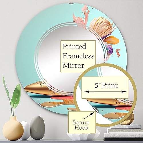 Miniatura 8 de Espejo de pared de moda, Espejo Oval Glam, Espejo de baño azul redondo, Espejo de tocador de moda Azure Floral Stilettos I impreso decoración de