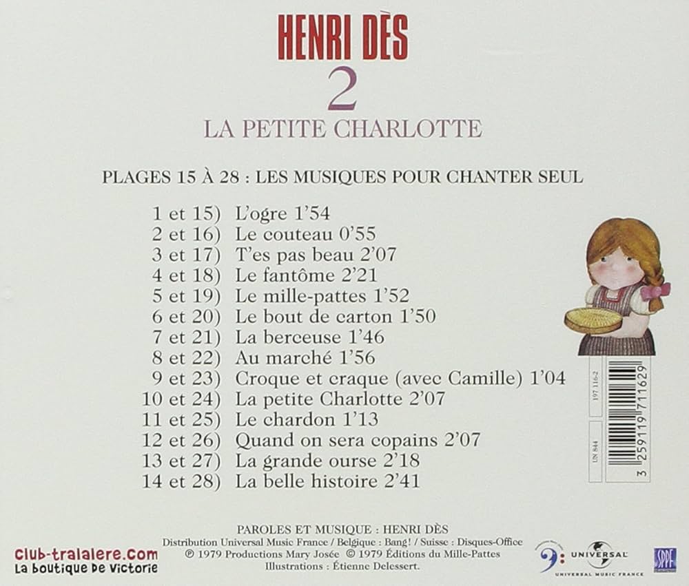 Henri Dès La Petite Charlotte Paroles DES,HENRI - La Petite Charlotte - Amazon.com Music