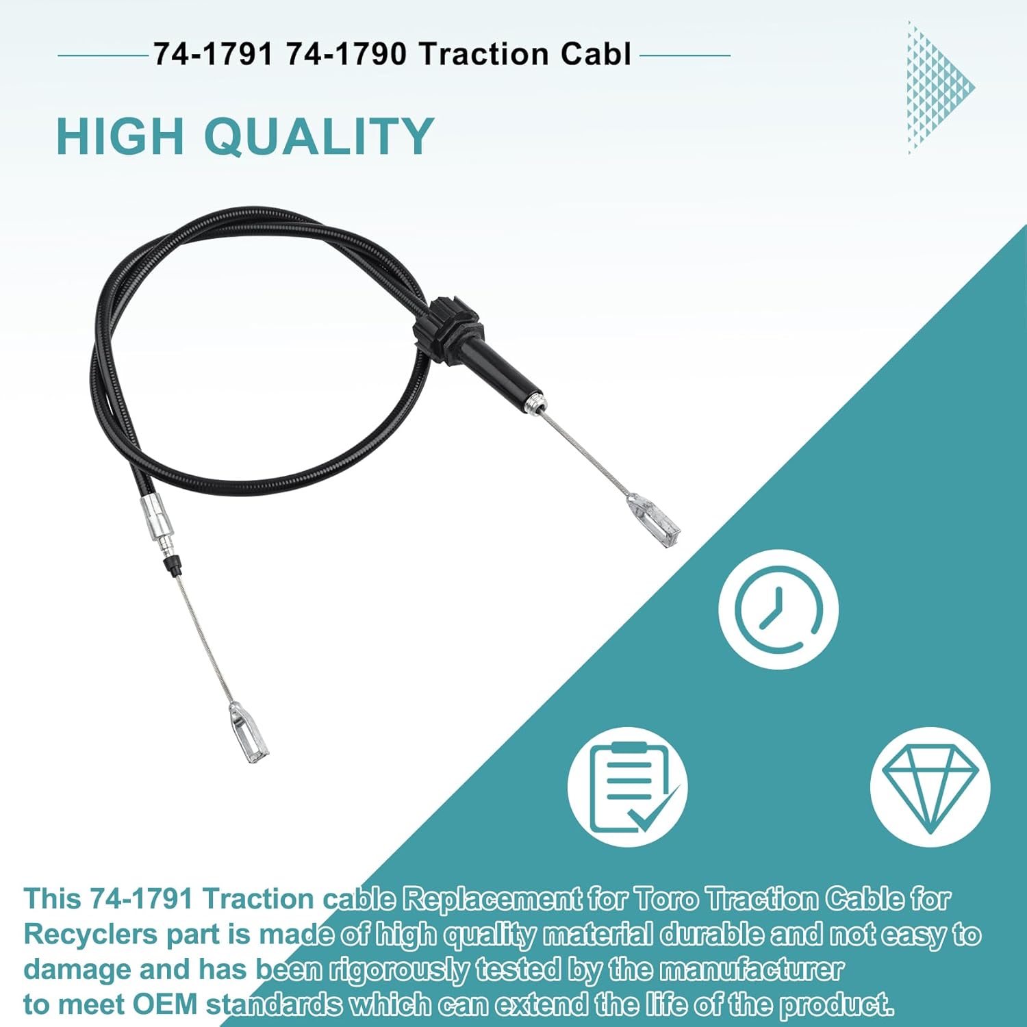 74-1791,74-1790 Traction Cable Replacement-Throttle Control Cable for Toro Recyclers & Lawn Mowers|Compatible with Models: 22030/22035/22036/22037B/22167TE/22174/22176/22187TE