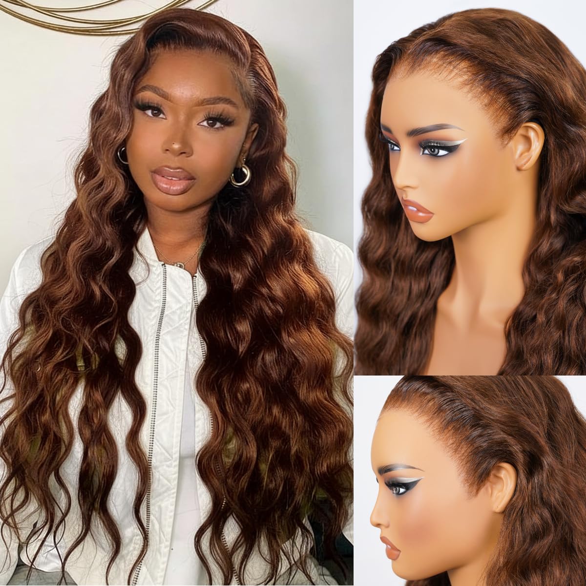 Arabella Chocolate Brown Deep Curly Lace Front Wigs Human Hair 13x6 HD Lace Frontal Wigs Curly Human Hair Brown Glueless Wig For Women Pre Plucked