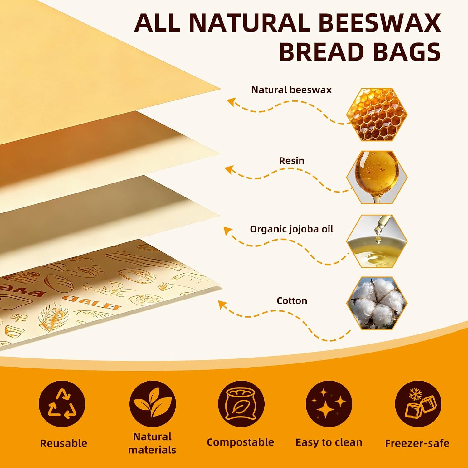 2 Pack Beeswax Bread Bags for Sourdough, XL 13×17 In, Reusable Storage, Eco image 4