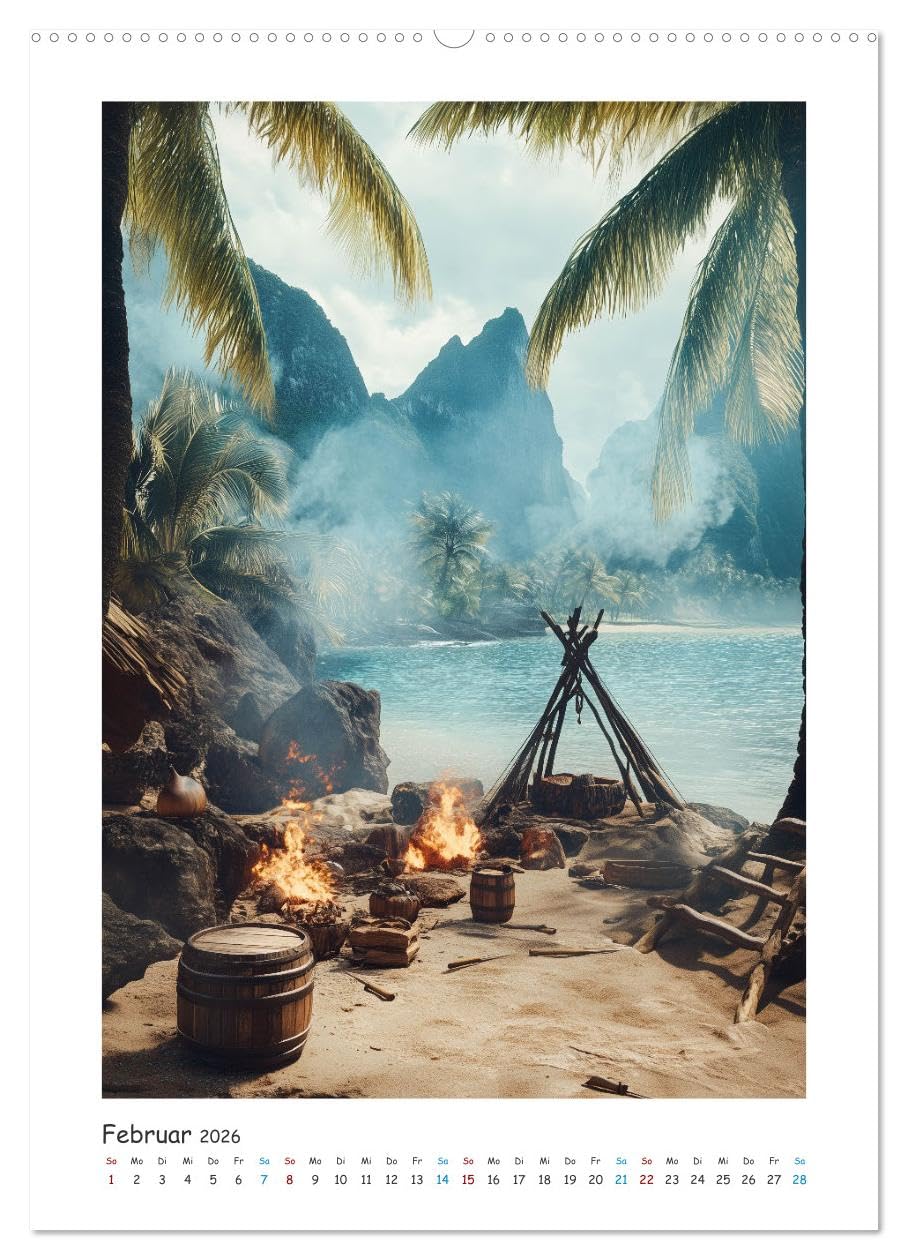 Fluch der Gezeiten (hochwertiger Premium Wandkalender 2026 DIN A2 hoch), Kunstdruck in Hochglanz: Die Karibik im Zeitalter der Piraten. Rum, Gold und ... die Meere. (CALVENDO Wissenschaft)