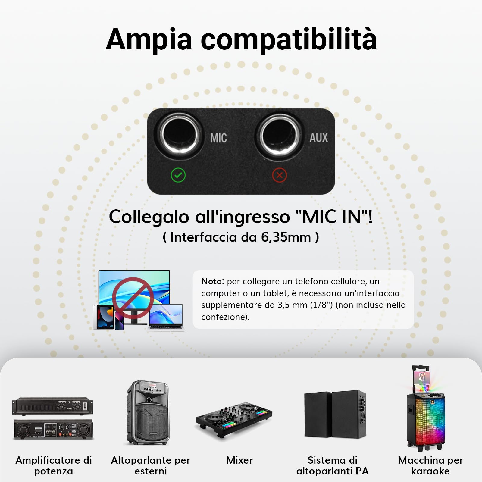 TONOR Microfono Wireless Karaoke con 4x5 Canali, 4 UHF Microfoni Palmare Senza Fili con Portata 60m, Sistema di Microfono Adatto per Canto/Festa/Chiesa/Matrimonio/PA Speaker
