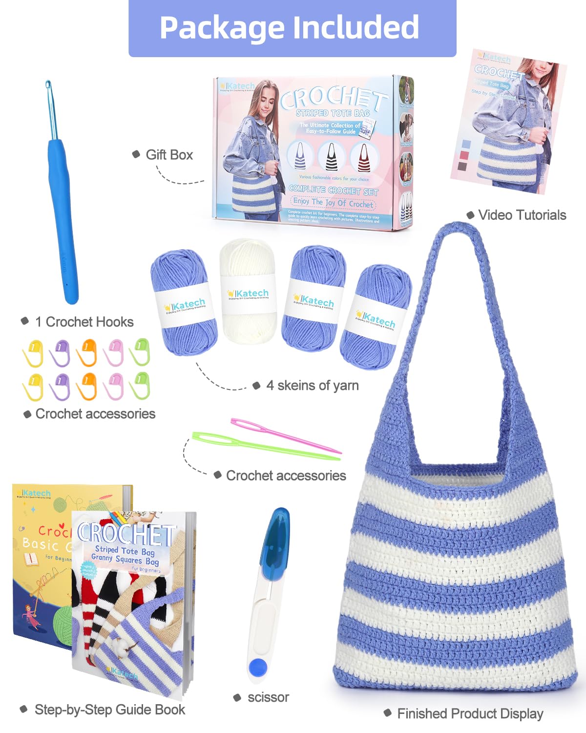 Kit Uncinetto Per Principianti - Set Completo Con Filo, Istruzioni E Video Per Imparare Facilmente