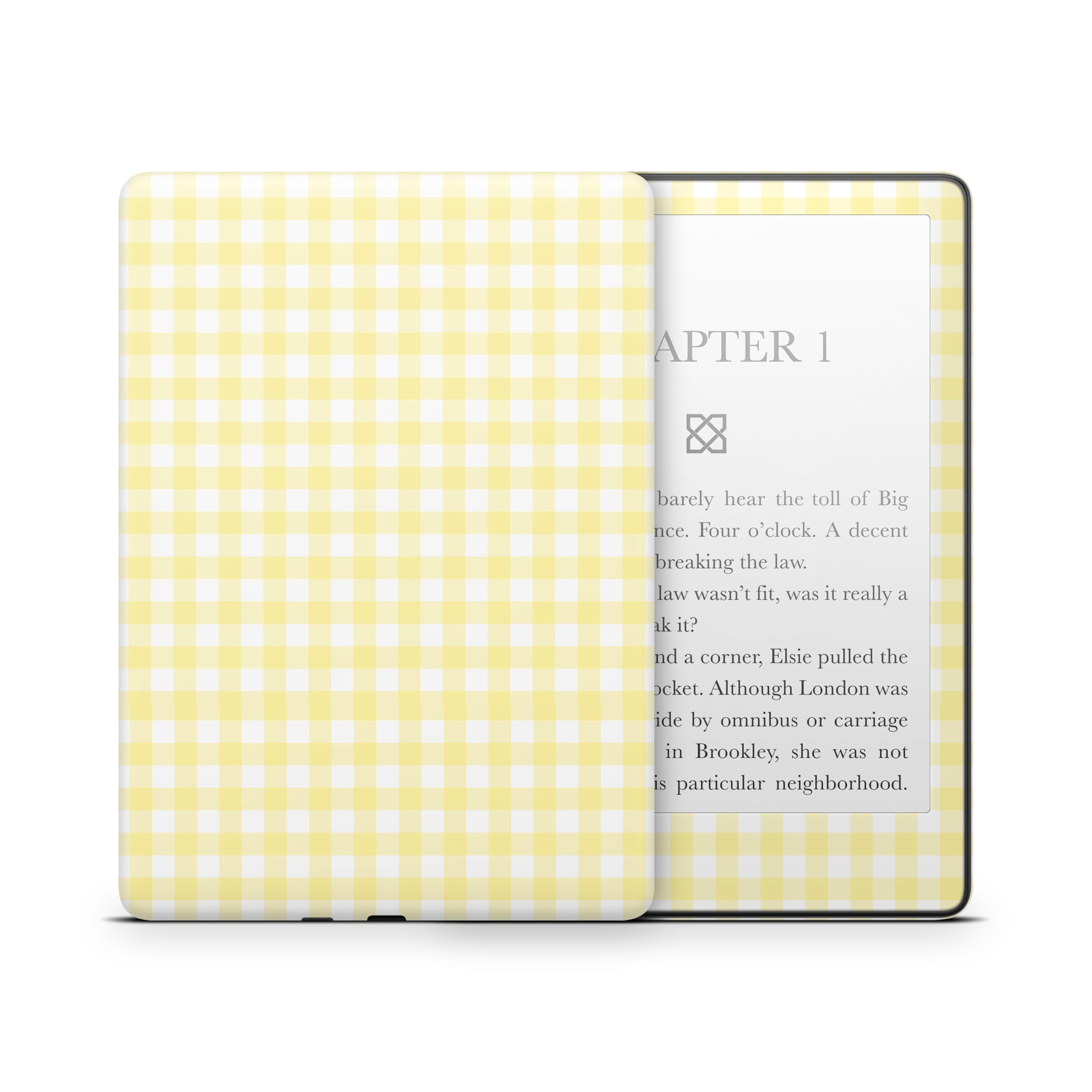 ZOOMHITSKINS Kindle Skin Compatible with Kindle Paperwhite Gen 12 (2024), Yellow White Checkered Chessboard Cute, Easy Bubble-Free 3M Vinyl Skin Decal Accessories, Made in The USA