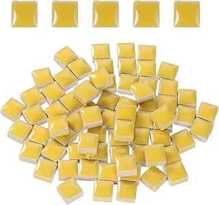 uxcell 100g Square Mosaic Tiles, Colorful Ceramic Mosaic Tiles for Crafts Bulk Mosaic Supplies for Home Decoration Art Crafts DIY Projects, 0.4 x 0.4Inch, Yellow