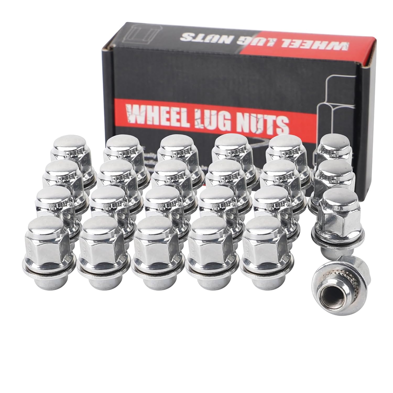 EOTH 24PCS M12x1.5 Chrome Wheel Lug Nuts, 21mm Hex 1.46" (37mm) Length