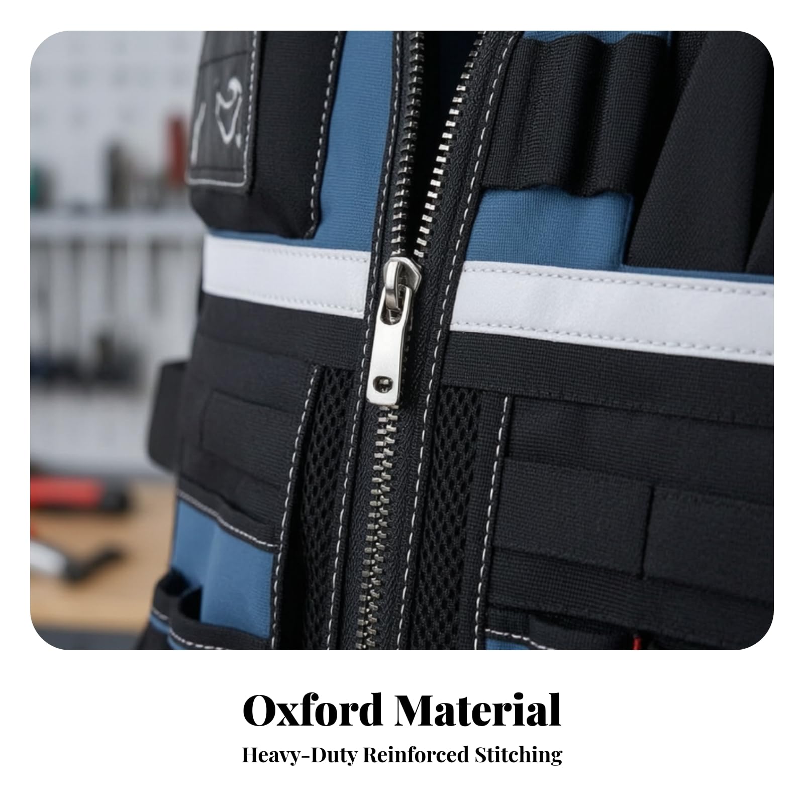 Chaleco para Herramientas Tela Oxford | Reforzado, Chaleco Portaherramientas, Cómodo, para construcción, Talleres, NegroRojo