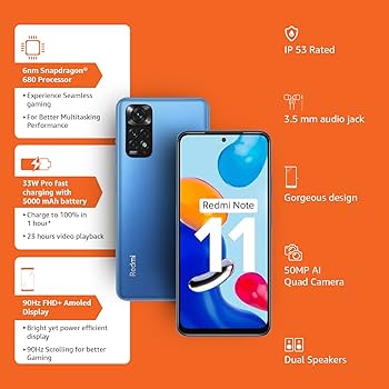 Redmi Note 11 (Horizon Blue, 4GB RAM, 64GB Storage) | 90Hz
