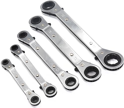 binifiMux Juego de llaves de trinquete reversibles de extremo de caja métrica, juego de llaves de trinquete métrico, juego de llaves de reparación,