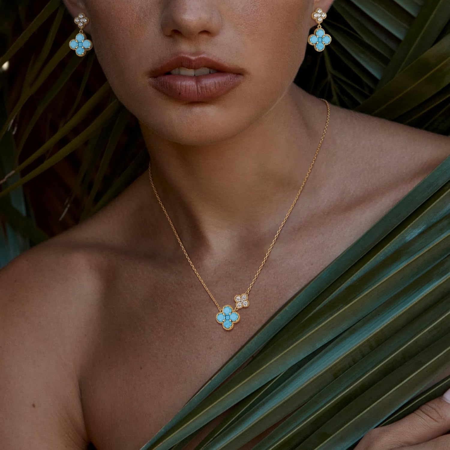 Birthstone Necklace for Women - 14K Gold Plated Clover Necklace - Four Leaf Clover Necklaces Cubic Zirconia Flower Pendant Simple Dainty Floral Lucky Jewelry Gift - Image 2