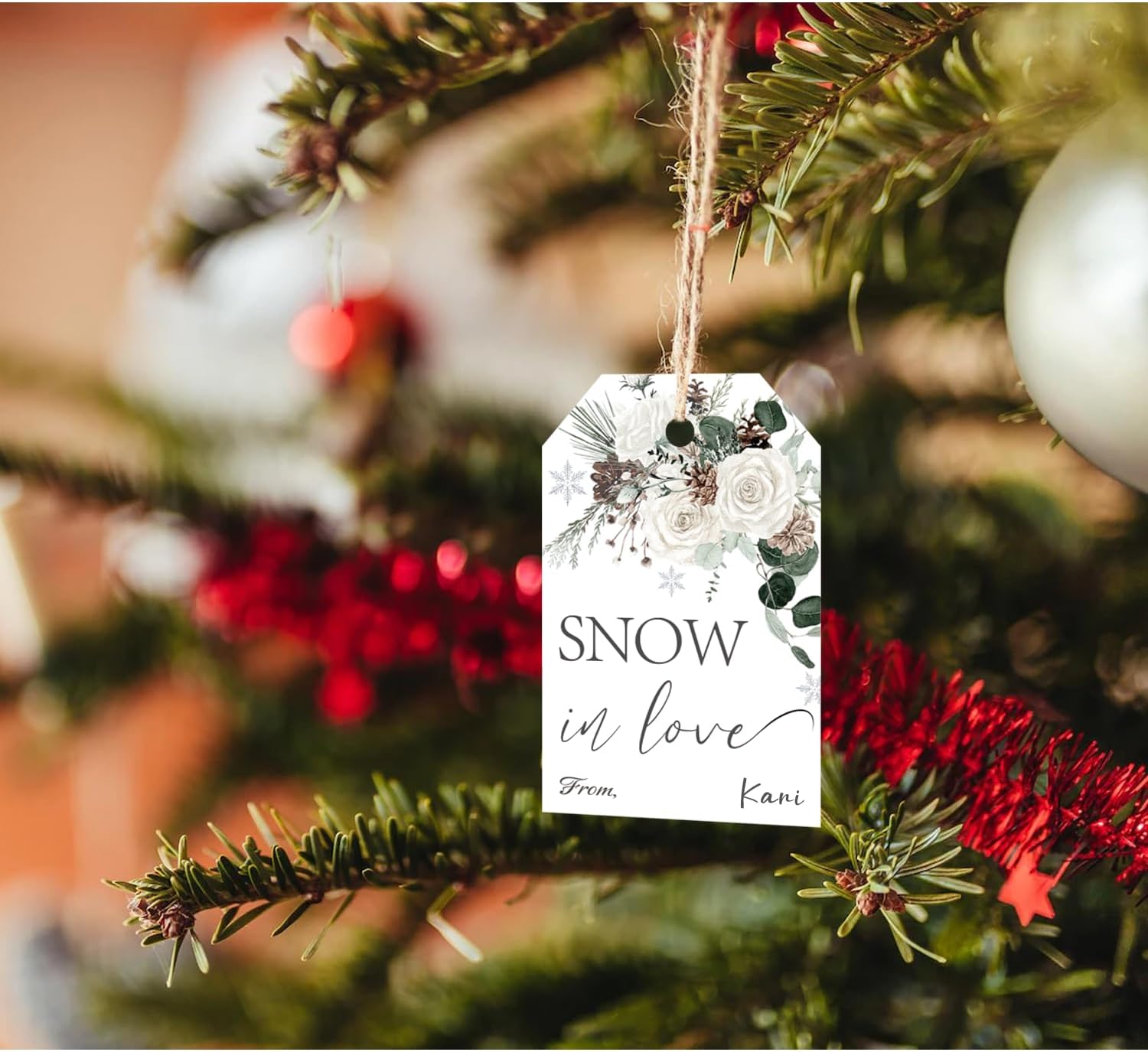 50pcs Snow in Love Gift Tags with String, Snowflake Tags (Snow in Love) image 4