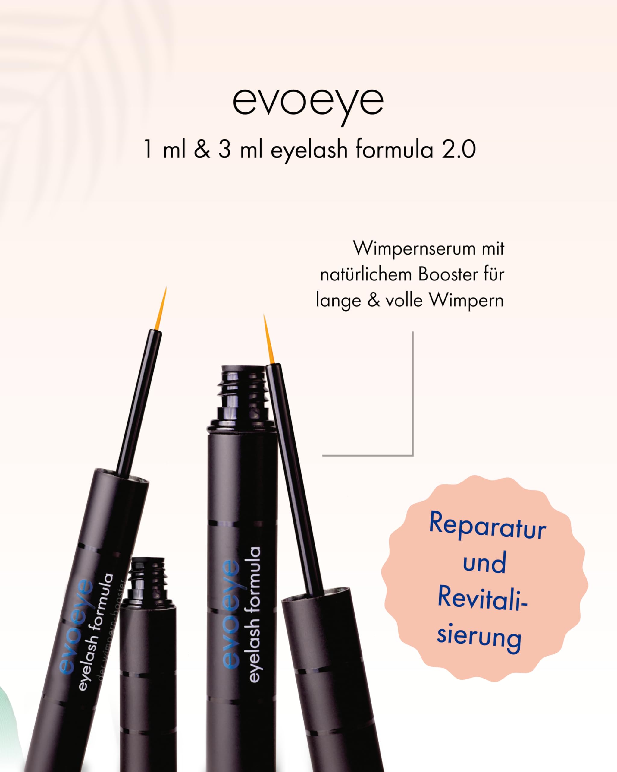Vorteils-Set evoeye Eyelash Formula 2.0-3ml + 1ml I Wimpernserum mit natürlichem Booster für lange & volle Wimpern in 6-8 Wochen I Lash Serum