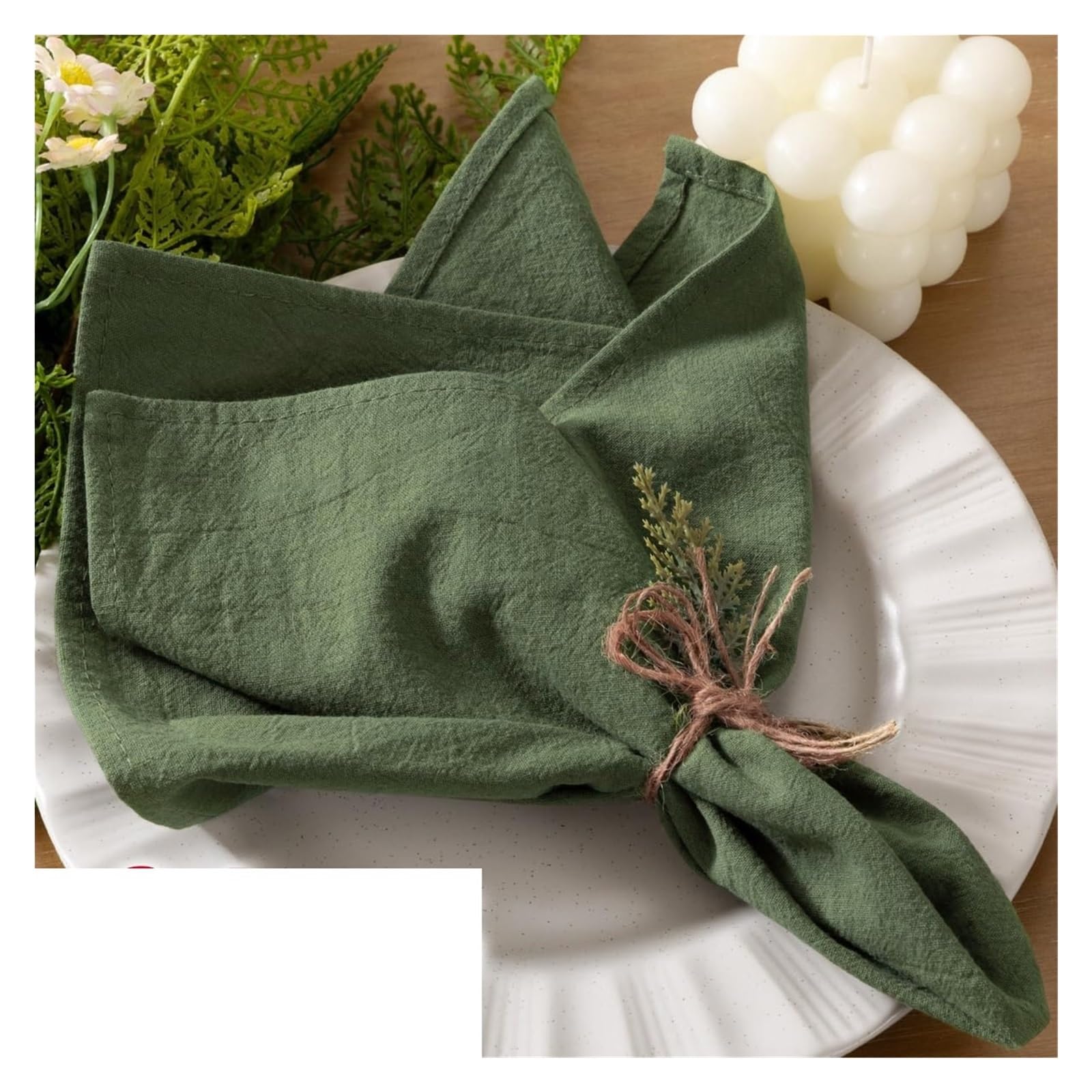 Kleine, frische, einfarbige Servietten im ländlichen Stil, 40 x cm, Hochzeits- und Feiertagsdekoration, Tischdecken Für Hochzeiten, Geburtstage(Deep Green 24pcs)