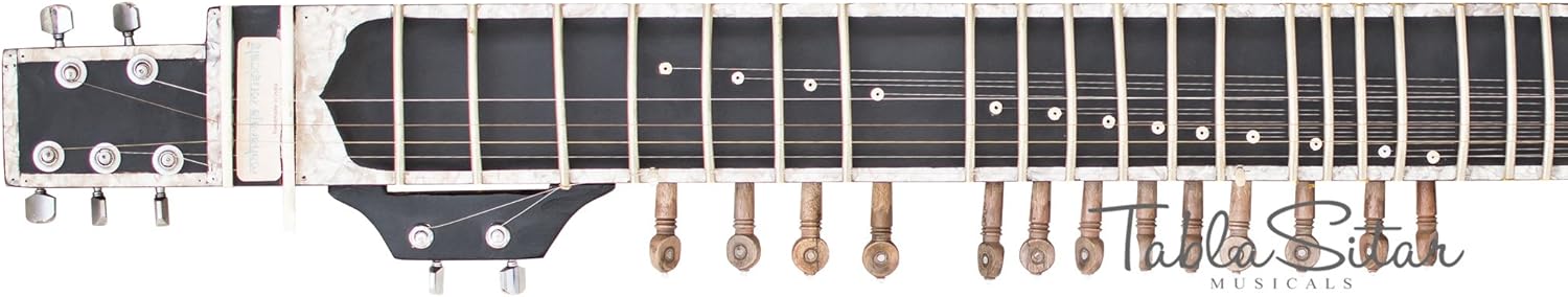 Maharaja Musicals Electric Sitar - Single Flat Tumba, Kharaj Pancham Style, Black Color, Extra Strings, Mizrabs, Bag (PDI-91)