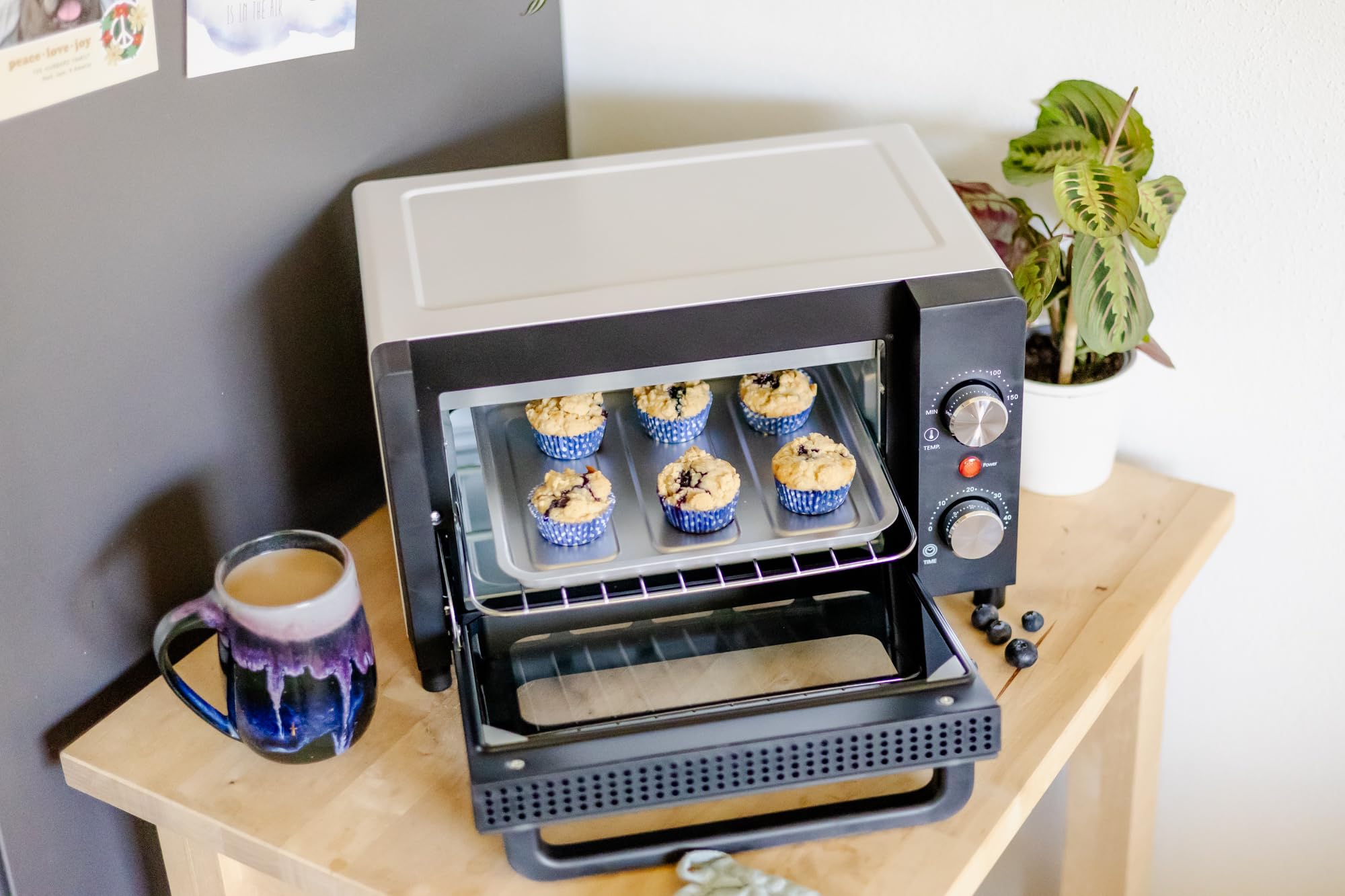 Steba Mini four avec volume de 9 litres, profondeur de pizza jusqu'à Ø 22 cm, double porte en verre, chaleur de voûte et de sole, 2 plateaux d'insertion, KB A9