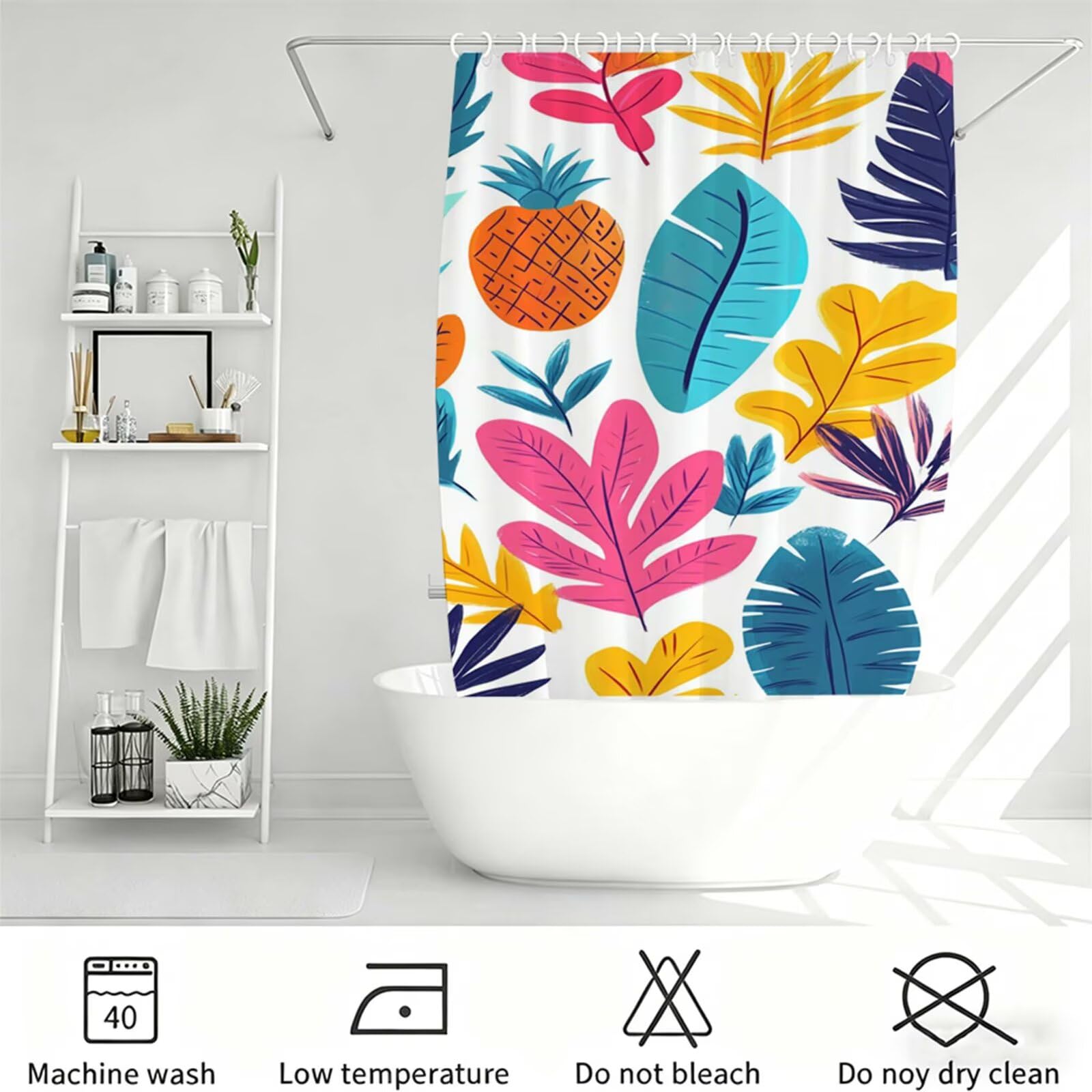 Verde salvia Tenda Doccia, Tenda per Doccia Tessuto Poliestere Impermeabile Asciugatura Rapida con 12 Anelli, Tende Finestra Bagno e Vasca Pieghevole per Angolare Casa Shower Curtain fiore J-521