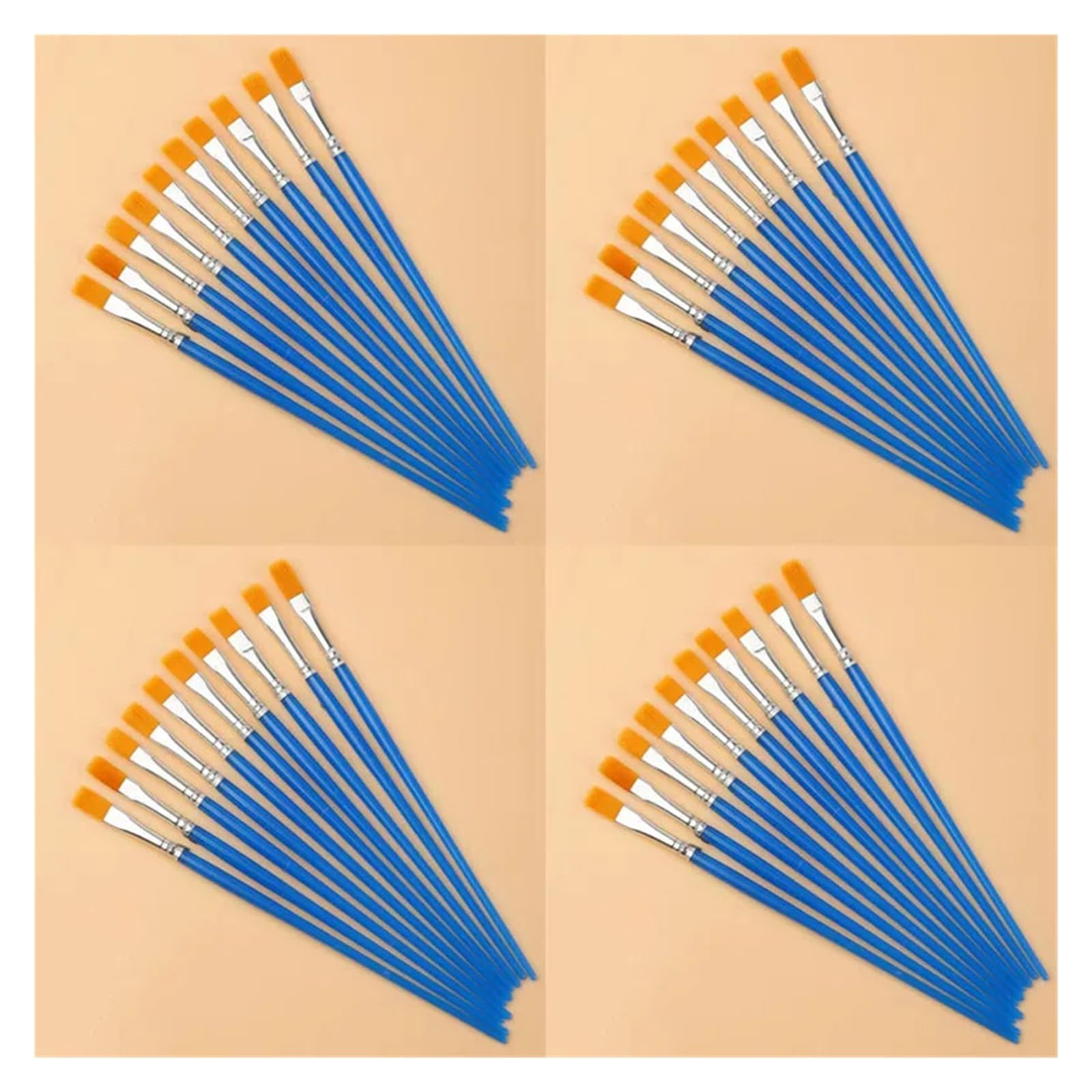 10/20/40PCS Paint Brushes Set Acrylic With Flat Round Pointed Craft Watercolor Oil Painting Supplies(40pcs-flat head)