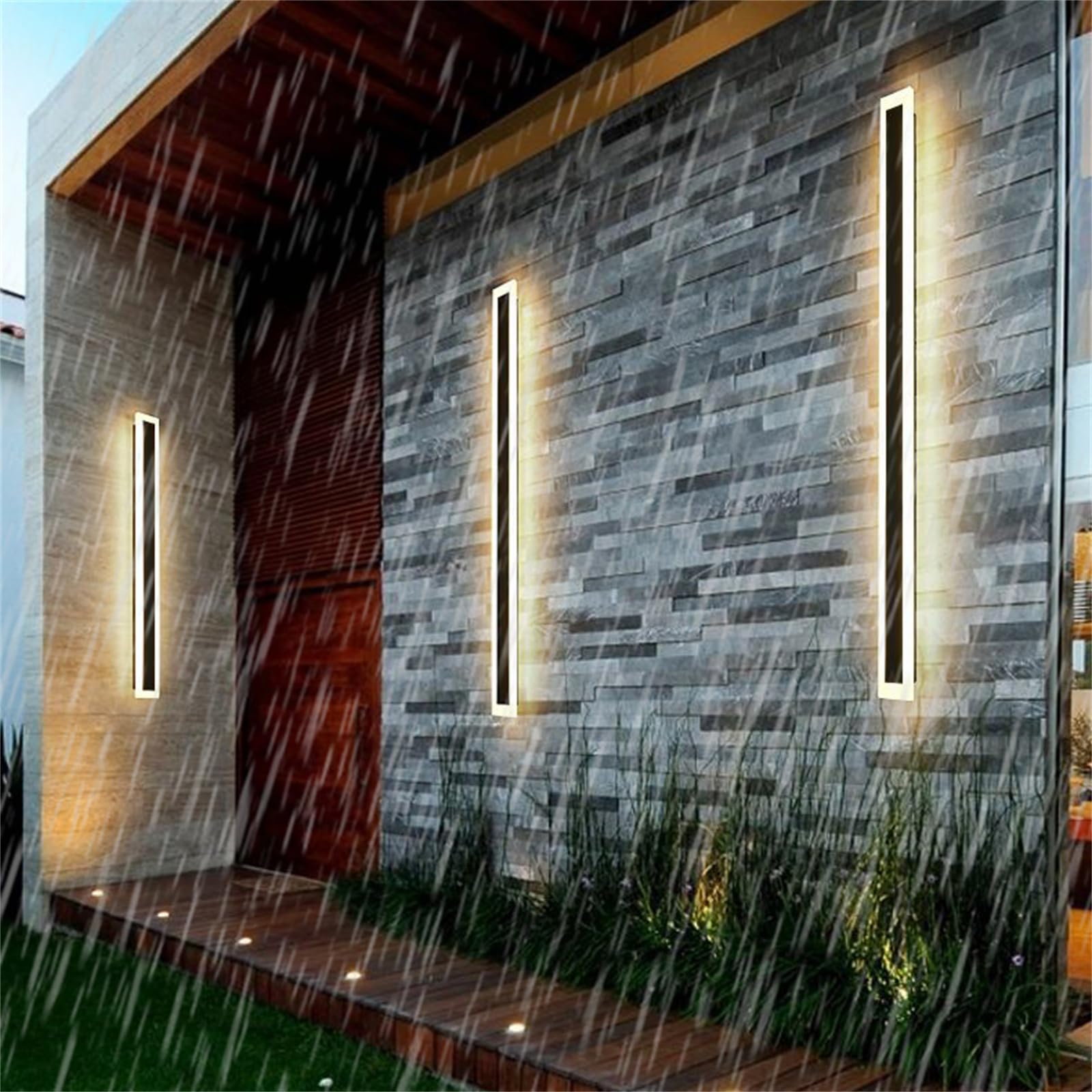Exteriores Lampara de Pared LED Interior Aplique de Pared IP65 Impermeable Iluminación de Pared Moderno Largo Tira Lámpara de Pared Acrílico Aluminio Cerca Porche Pared Patio (Luz Cálida,120cm 68w)